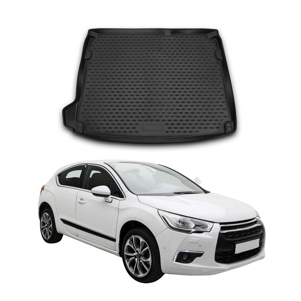 OMAC Bandeja Maletero Alfombrilla para Citroen DS4 2011-2015 Negro Goma TPE 1Pza