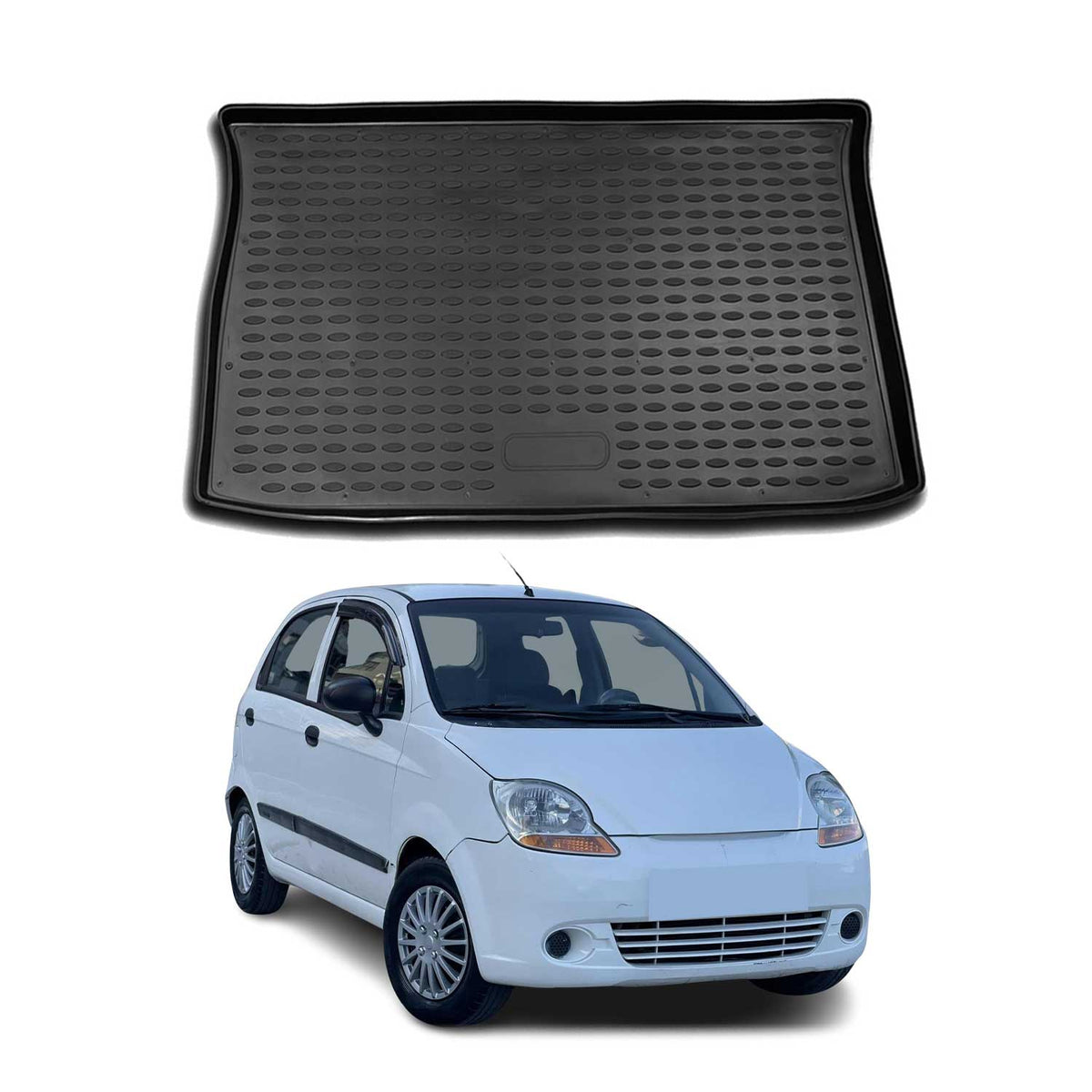 OMAC Bandeja Maletero Alfombrilla para Chevrolet Spark 2005-2010 Negro Goma TPE