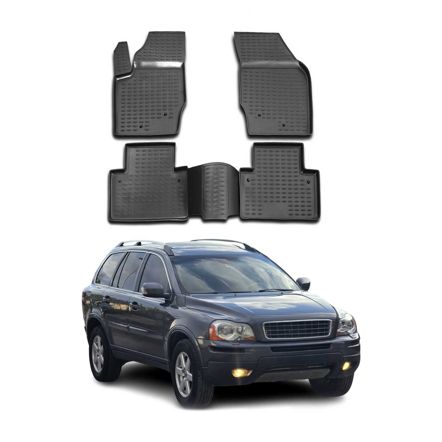 OMAC Alfombrillas De Coche para Volvo XC90 2002-2014 Negro Goma TPE 4Pza
