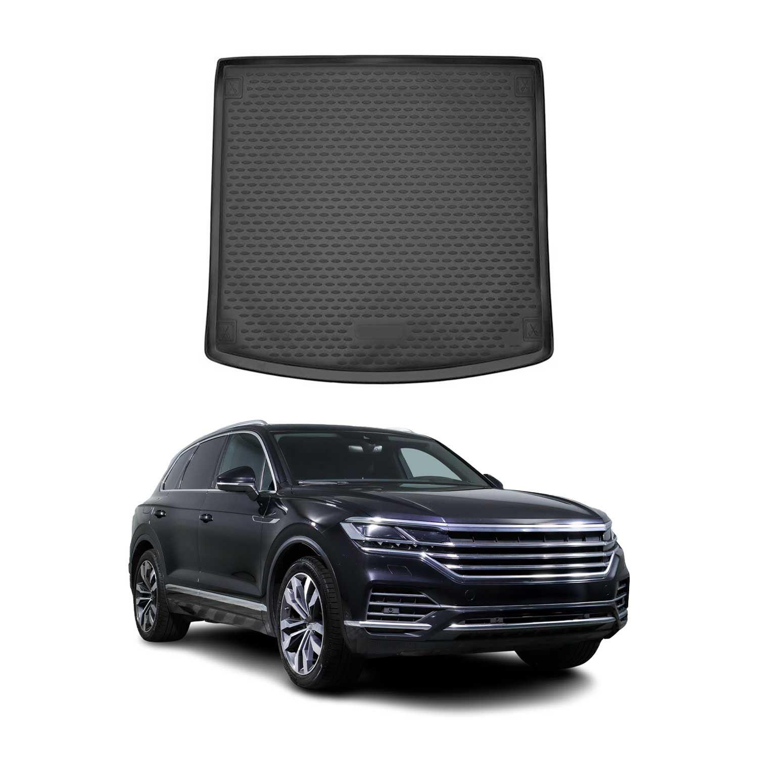 OMAC Bandeja Maletero Alfombrilla para VW Touareg 2018-2024 Negro Goma TPE 1Pza