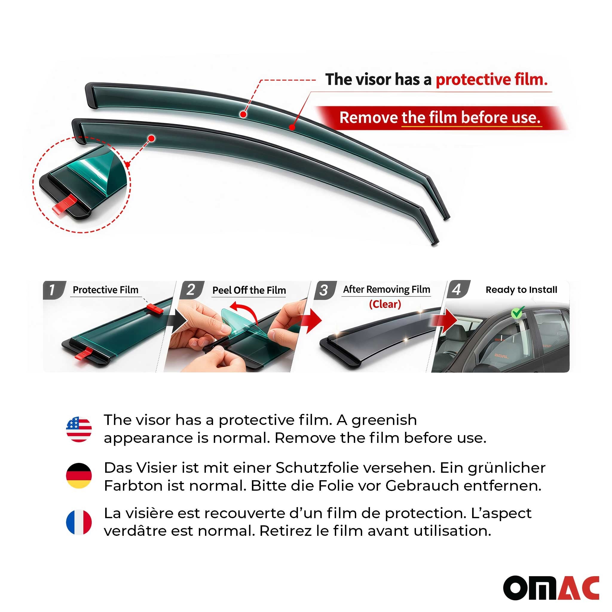 Deflectores de Aire de Viento para RAM Promaster 2014-2023 Oscuro Acrílico