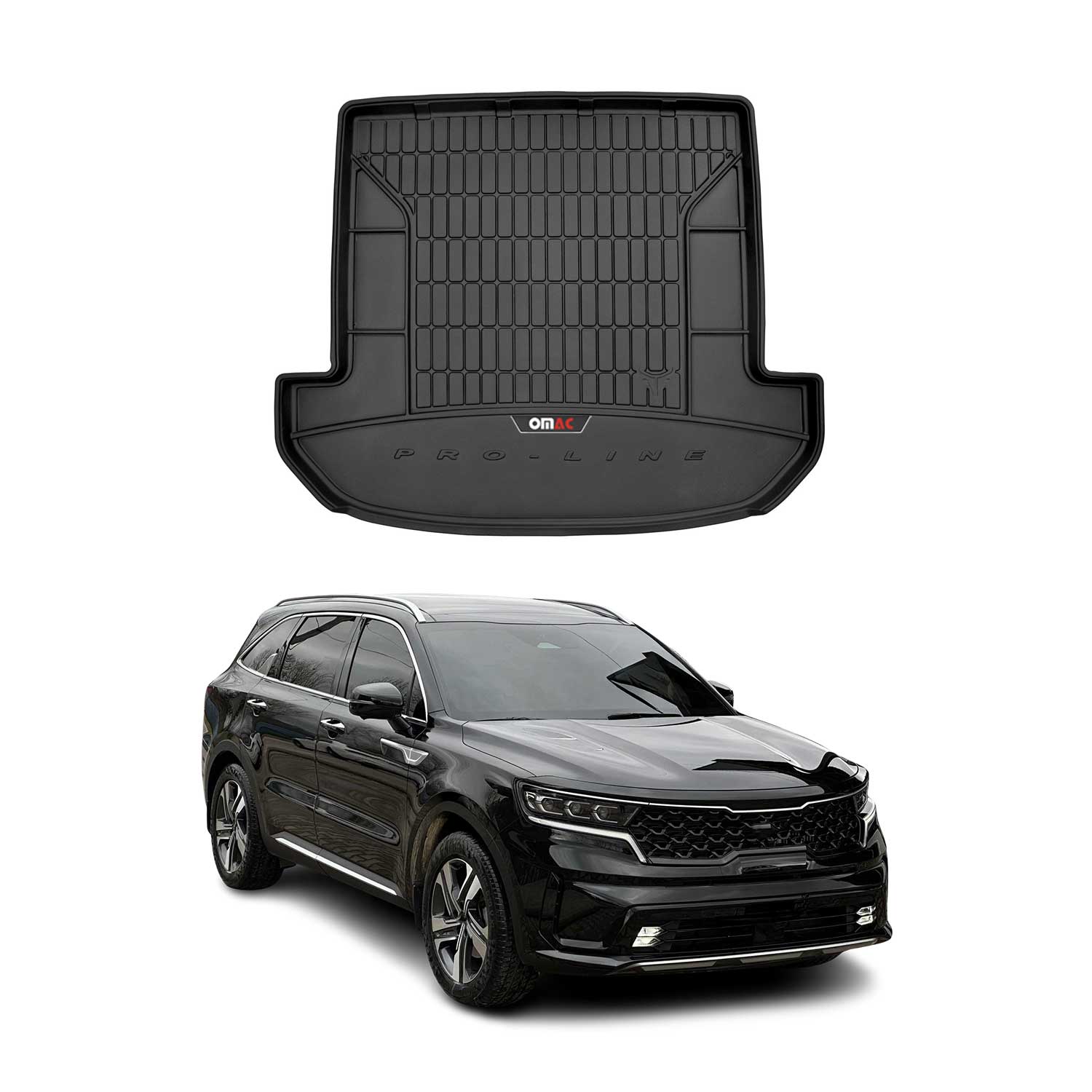 OMAC Premium Bandeja Maletero Alfombrilla para Kia Sorento 2015-2025 Negro TPE