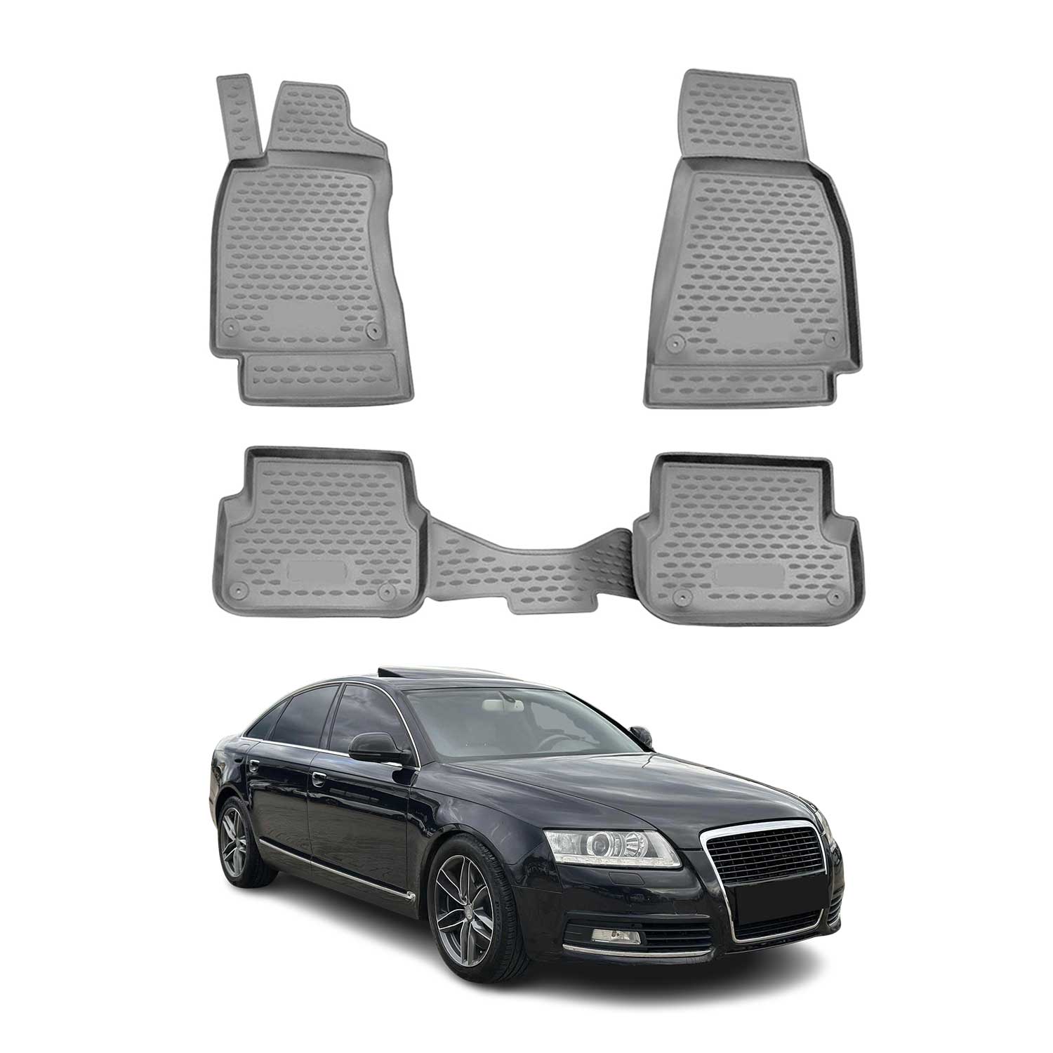 OMAC Alfombrillas De Coche para Audi A6 C6 2008-2011 Gris Goma TPE 4Pza