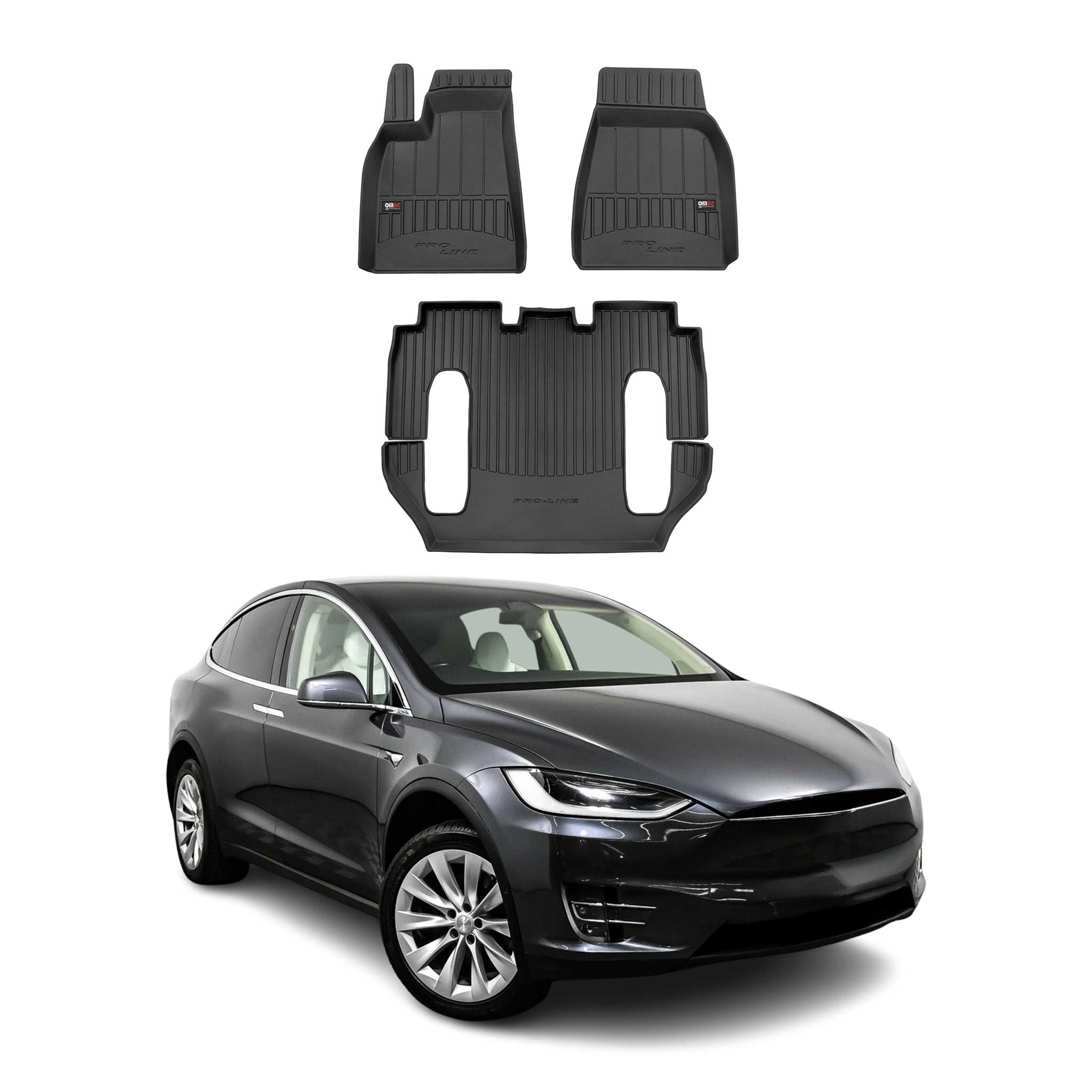 OMAC Premium Alfombrillas De Coche para Tesla Model X 2016-2020 TPE Goma 3x