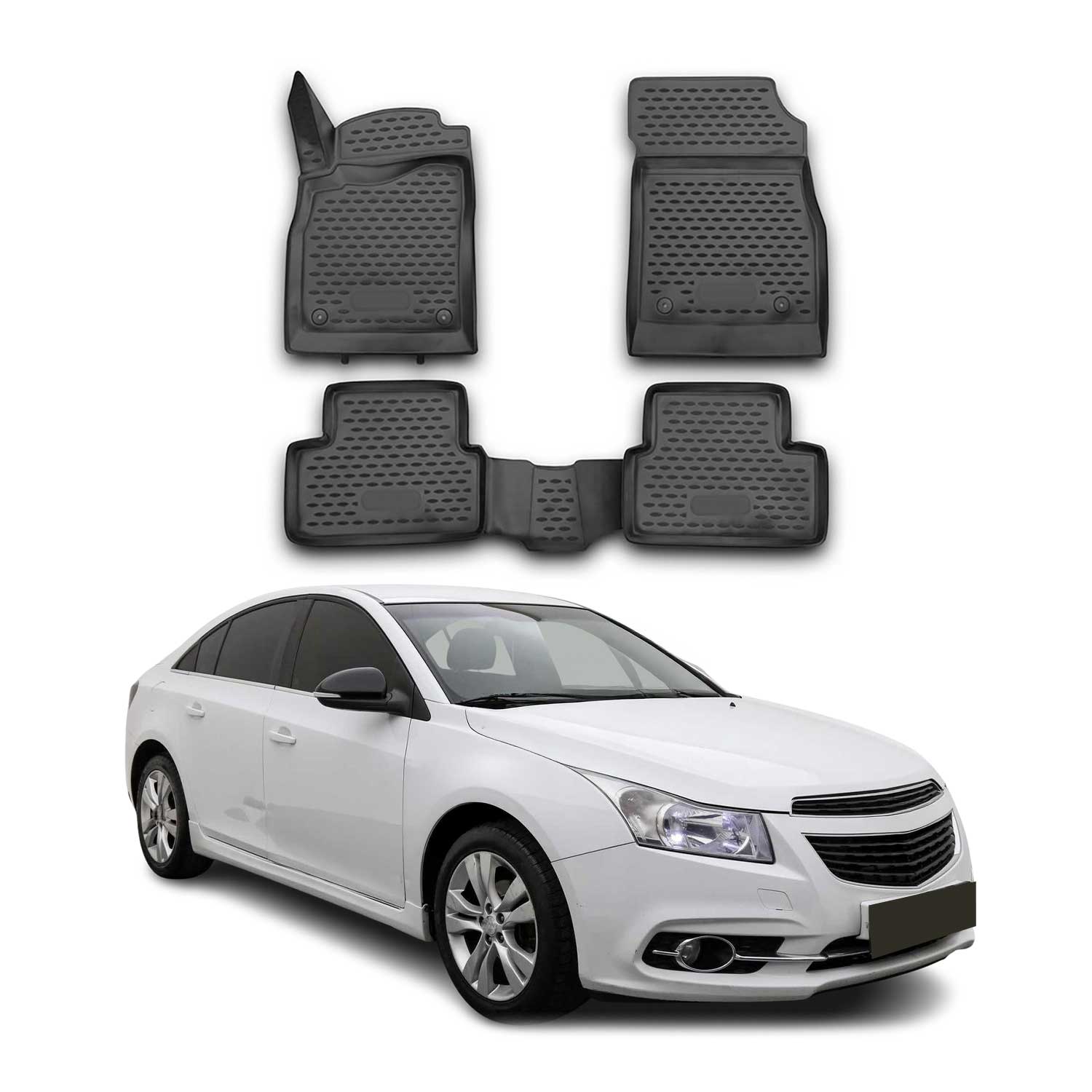 OMAC Alfombrillas De Coche para Chevrolet Cruze 2009-2015 Negro Goma TPE 4Pza