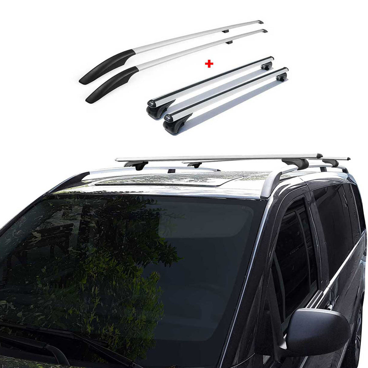 Rieles & Barras de Techo Coche para VW Caddy 2020-2026 Kurz Gris Aluminio 4Pza