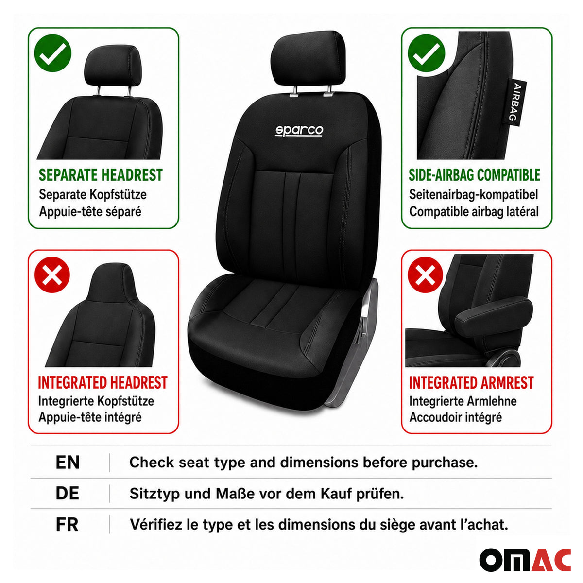 Sparco Funda de Asiento Universal Negro Asientos delanteros azules 2Pza