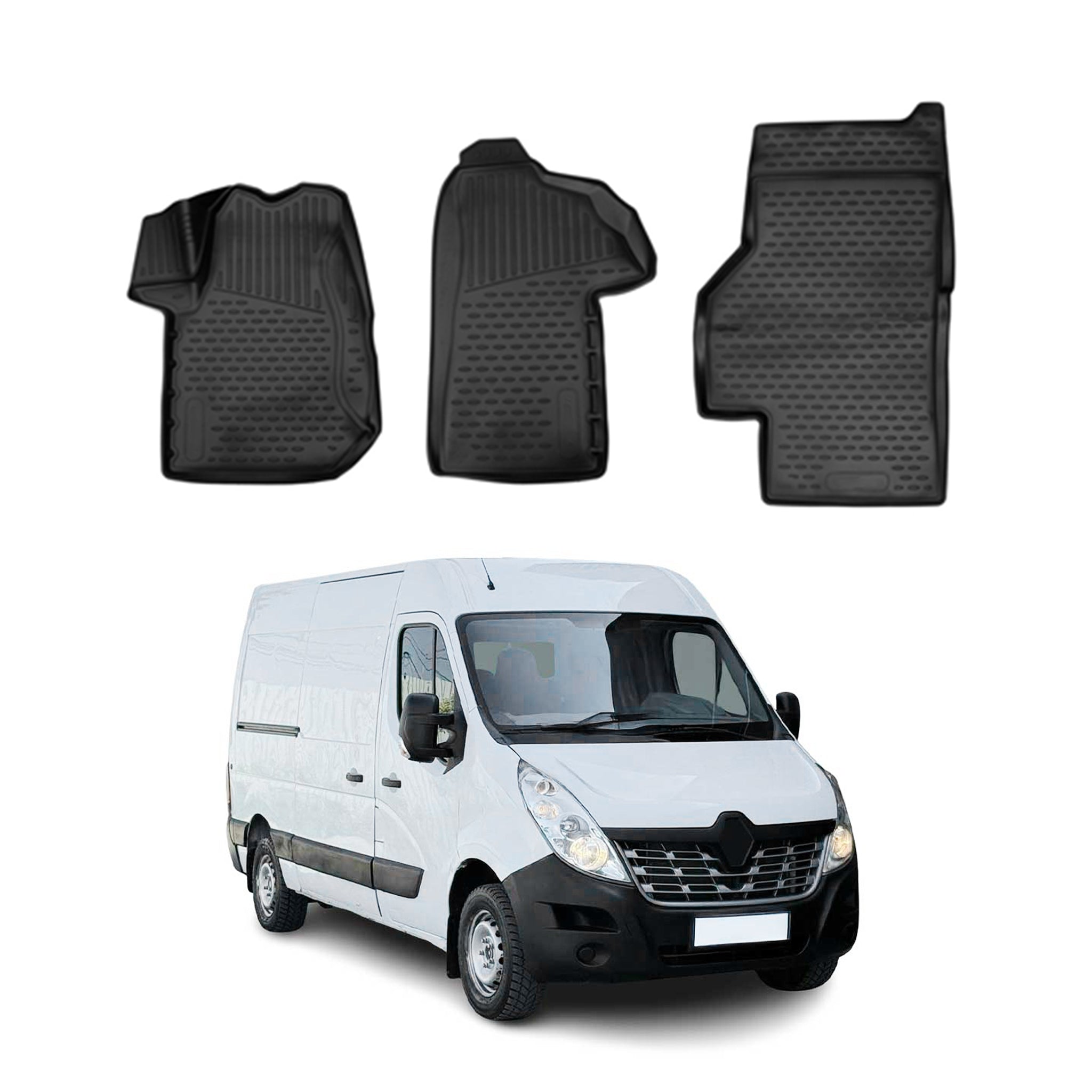 OMAC Alfombrillas De Coche para Renault Master 2010-2024 Negro Goma TPE 3Pza