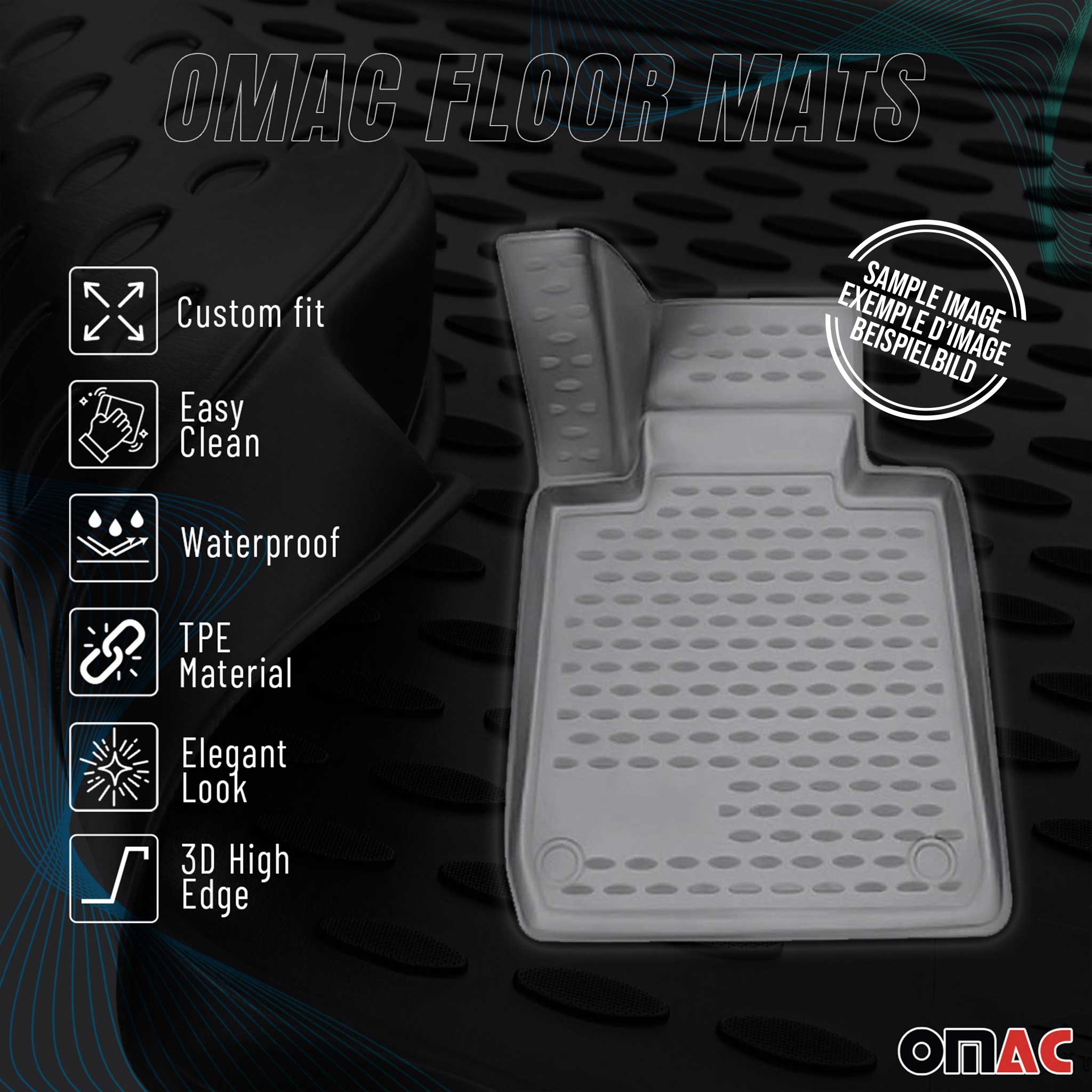 OMAC Alfombrillas De Coche para BMW Serie 3 F30 F31 2013-2021 Gris 4Pza