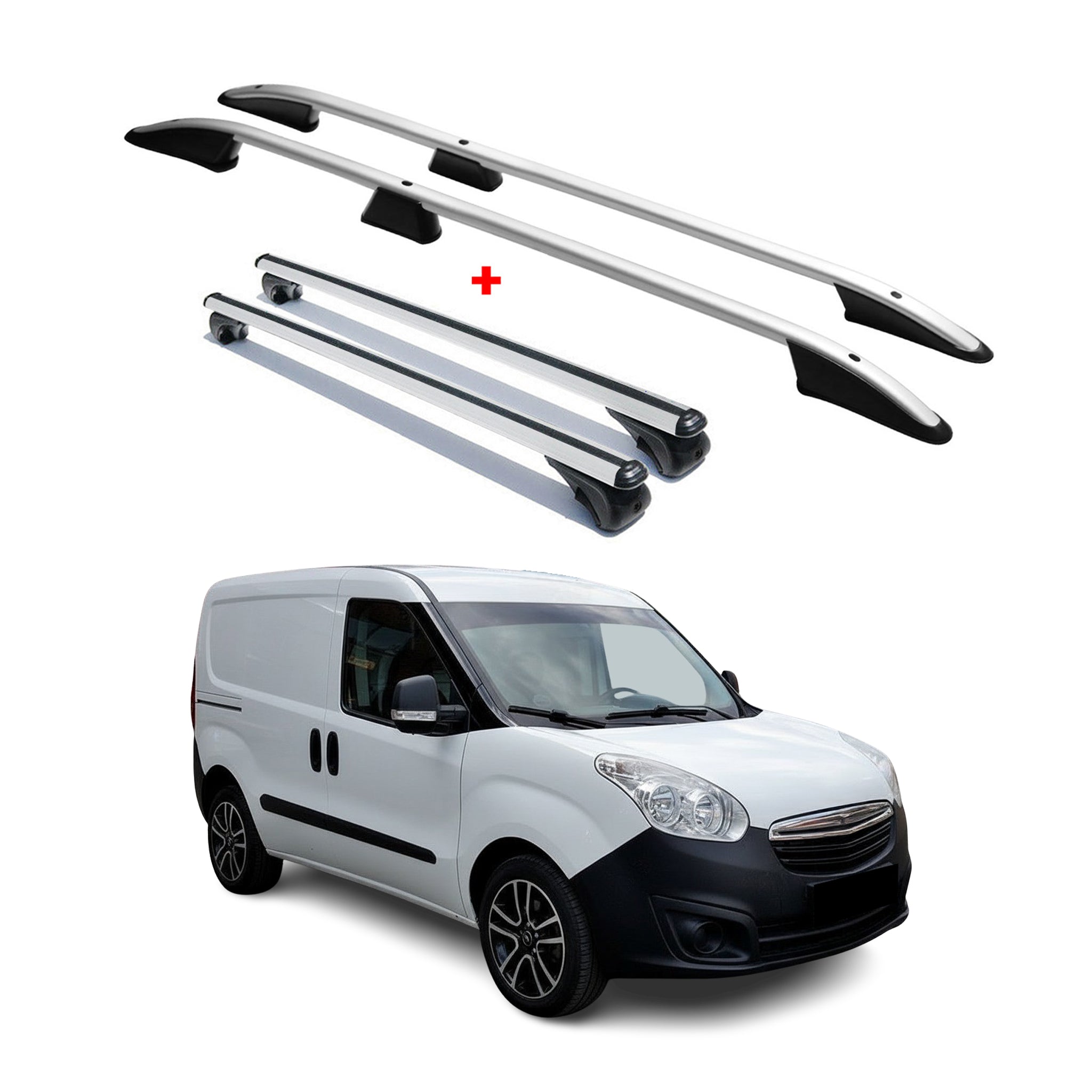 Rieles & Barras de Techo Coche para Opel Combo D Fiat Doblo L1 Gris Aluminio 4x