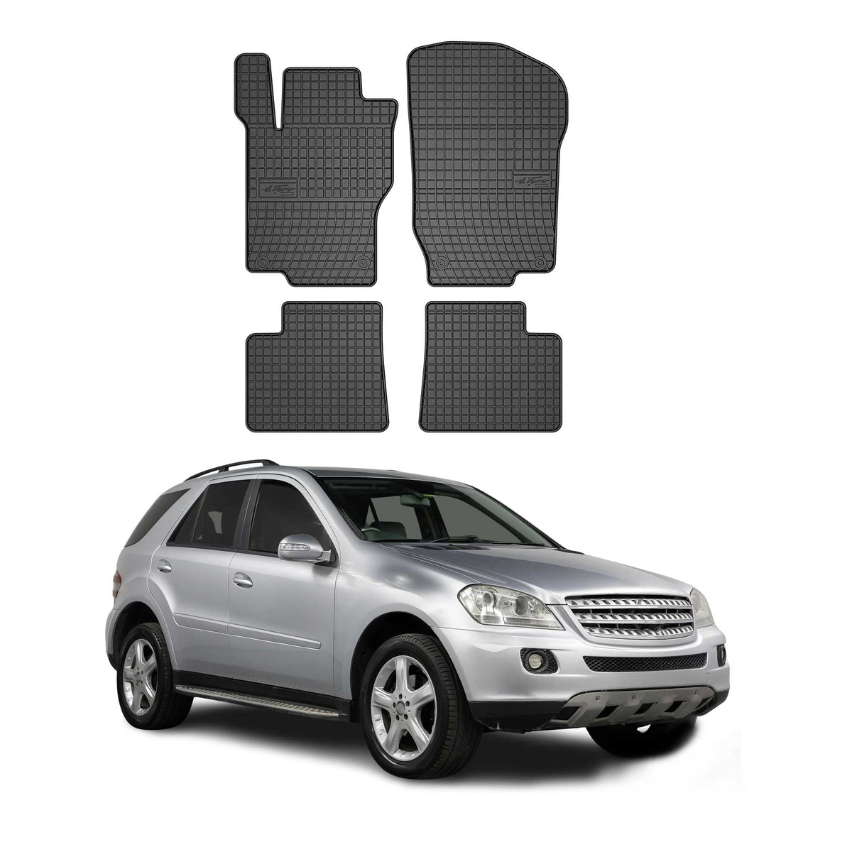 OMAC Alfombrillas De Coche para Mercedes M Class W164 ML 2005-2011 Negro Goma 4x