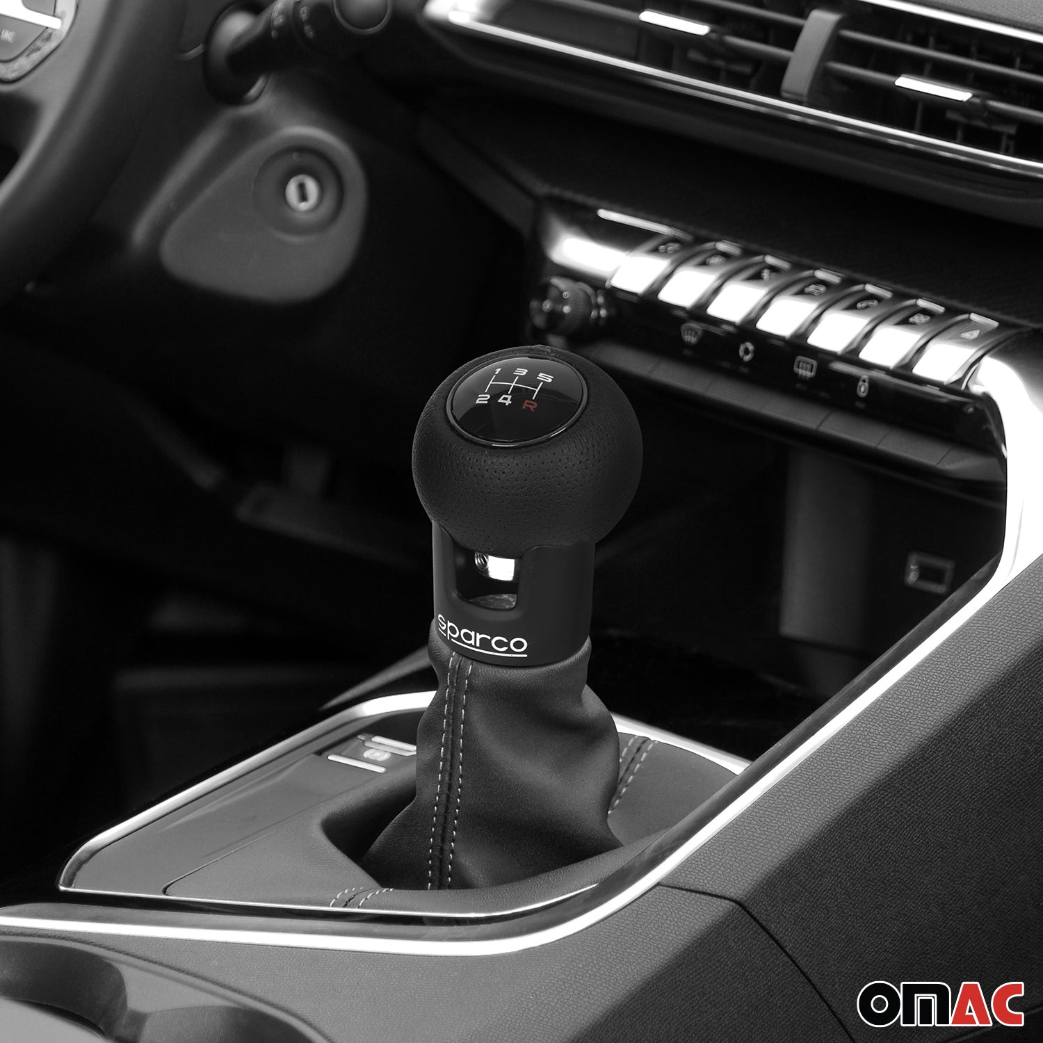 Sparco Palanca de Cambios Universal Negro Aluminio & cuero de pu