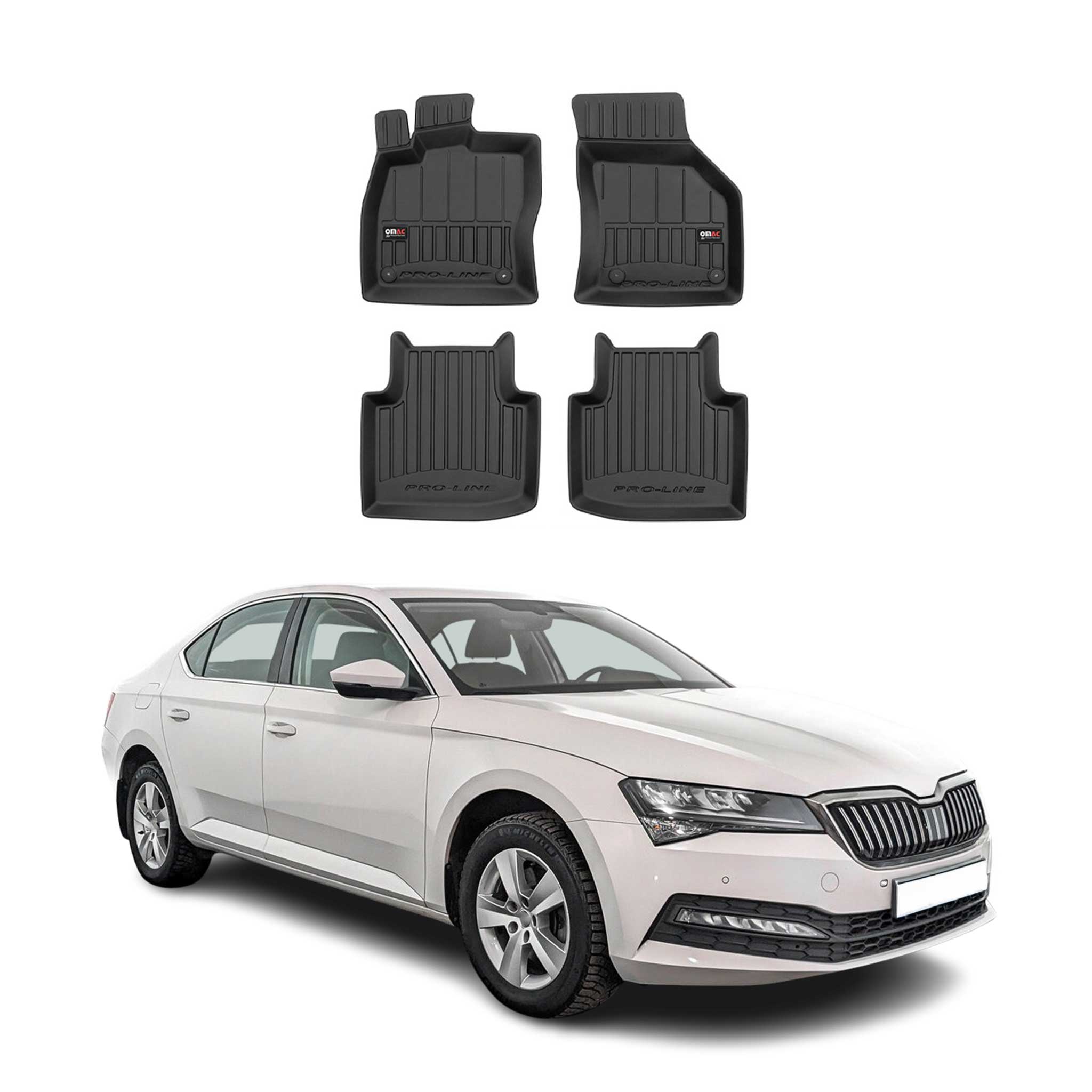OMAC Premium Alfombrillas Coche para Skoda Superb Familiar Sedán 2015-2024 TPE