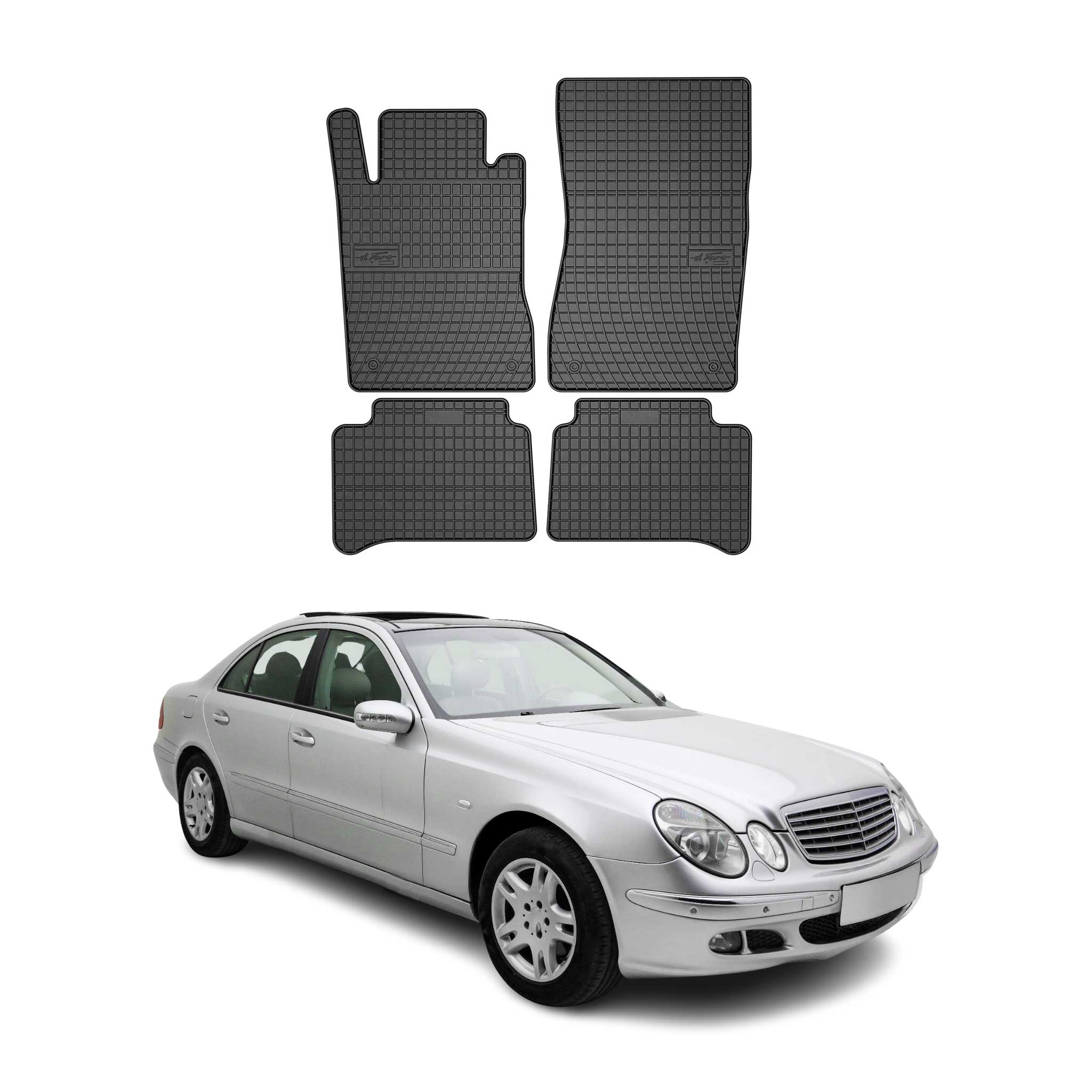 OMAC Alfombrillas De Coche para Mercedes E Class W211 2002-2009 Negro Goma 4Pza
