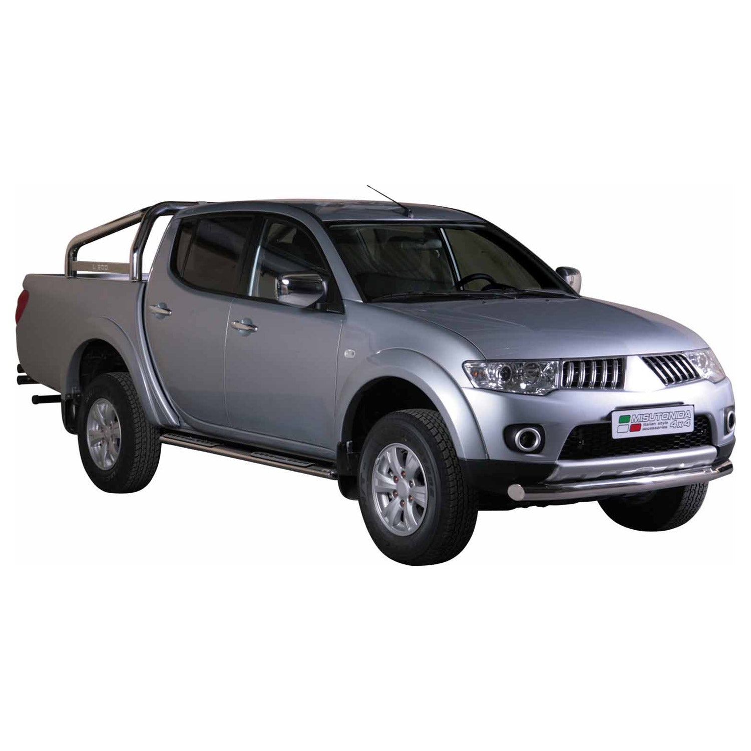 Estribos Barras Laterales para Mitsubishi L200 Double Cab 2010-2015 Plata Acero