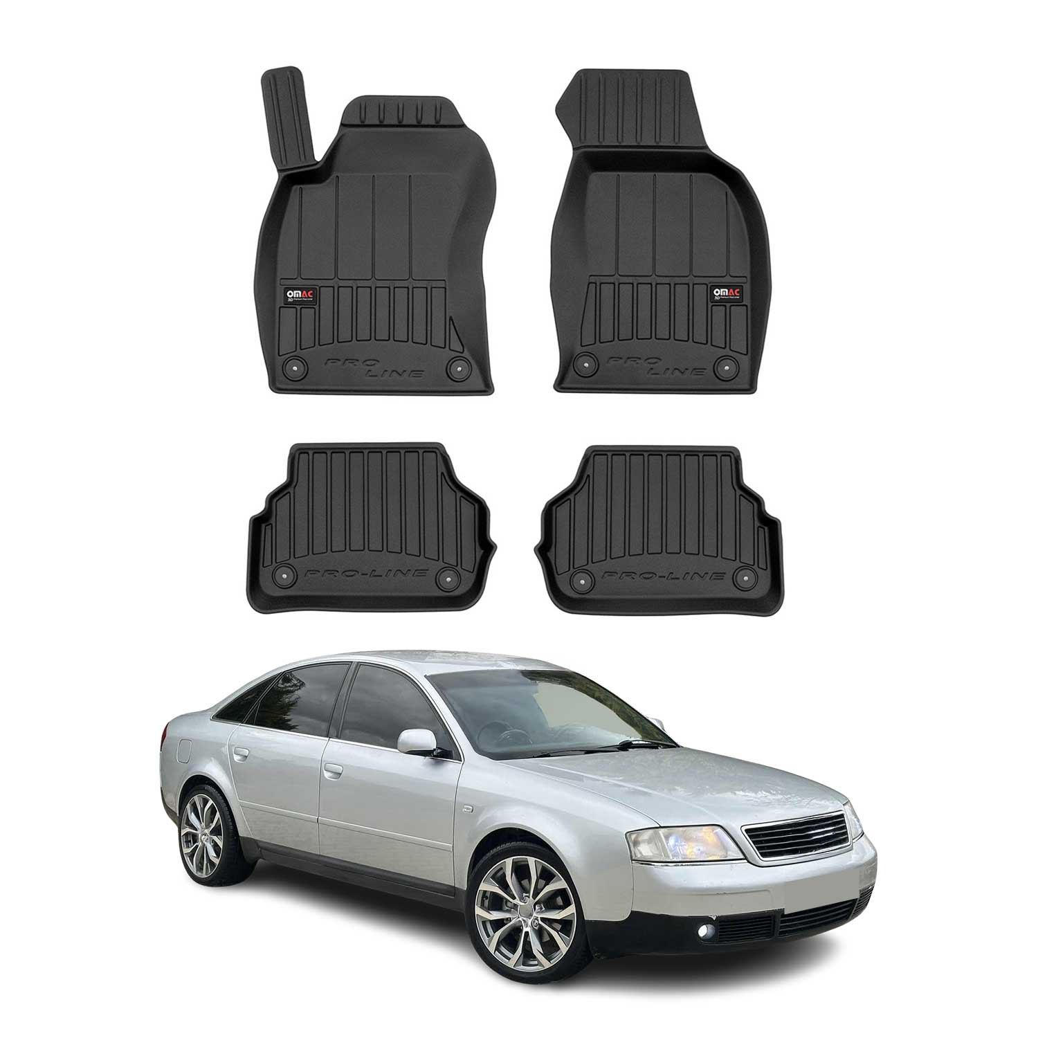 OMAC Premium Alfombrillas Coche para Audi A6 C5 Sedán Familiar 1997-2004 TPE 4x