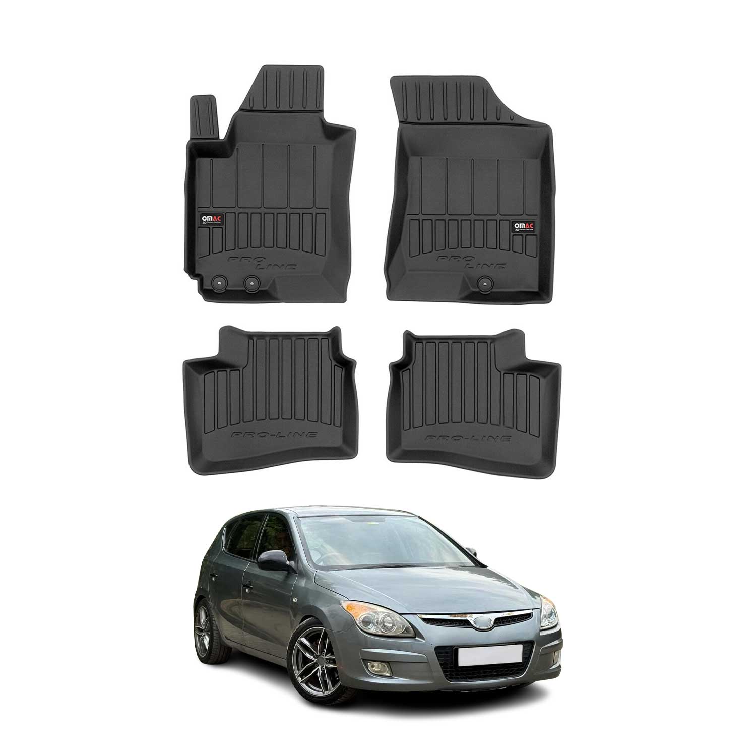 OMAC Premium Alfombrillas De Coche para Hyundai i30 2007-2012 Hatchback Goma 4x