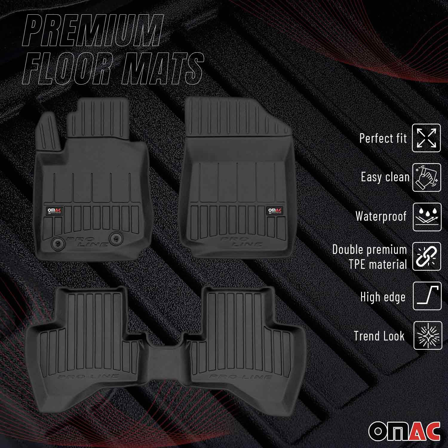 OMAC Premium Alfombrillas De Coche para Toyota Aygo 2014-2022 Negro TPE Goma 3x