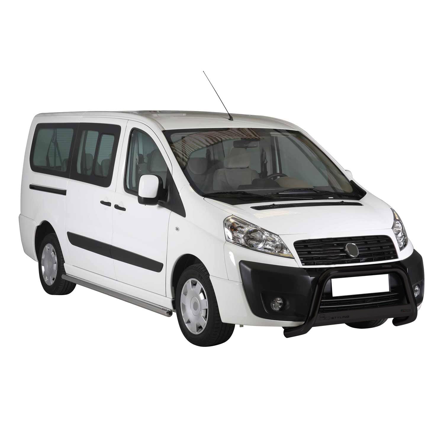 Bull Barra Frontal para Fiat Scudo 2007-2016 Negro Brillante Acero 1Pza