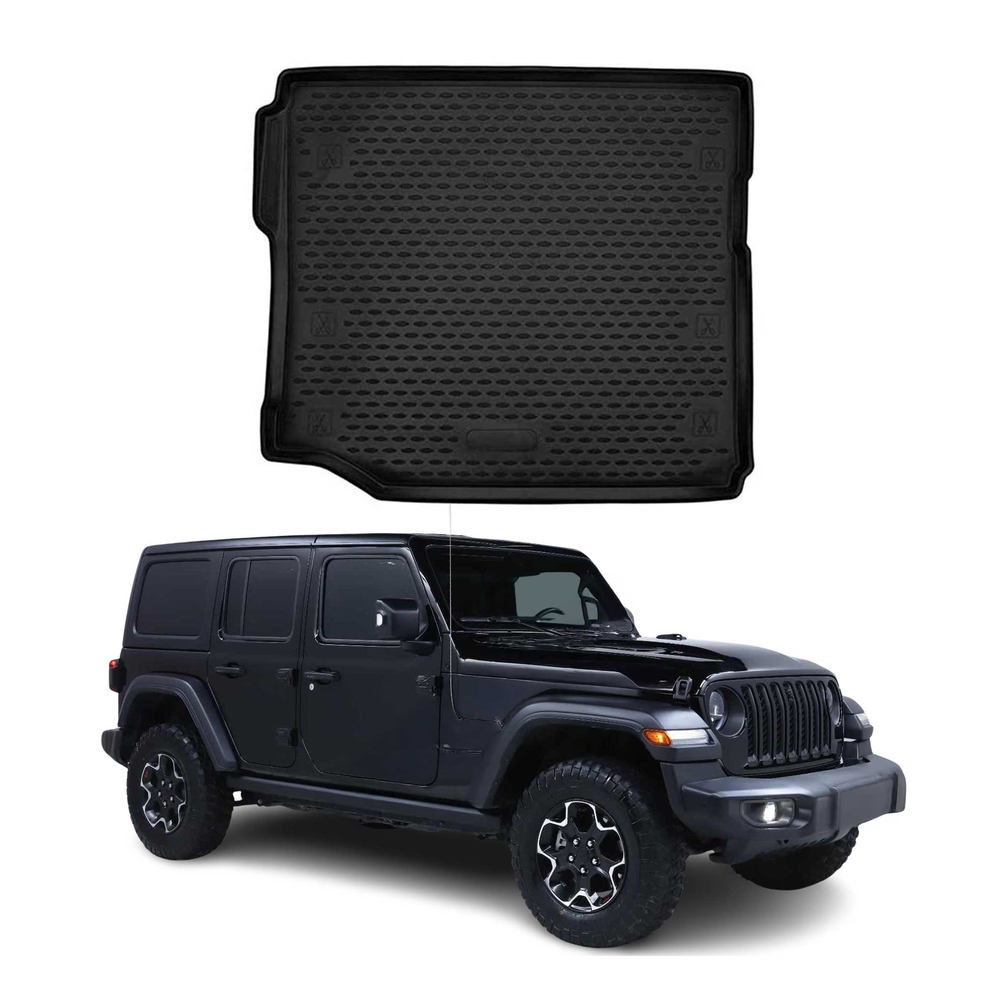 OMAC Bandeja Maletero Alfombrilla para Jeep Wrangler 2018-2020 Negro Goma TPE