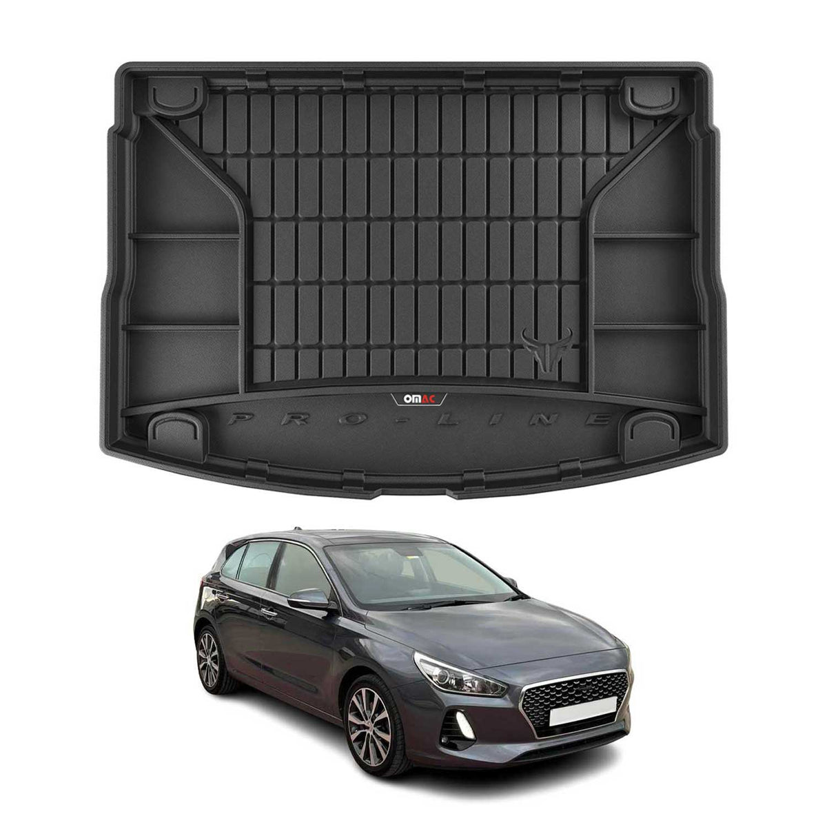 OMAC Premium Bandeja Maletero Alfombrilla para Hyundai i30 2017-2020 Negro TPE
