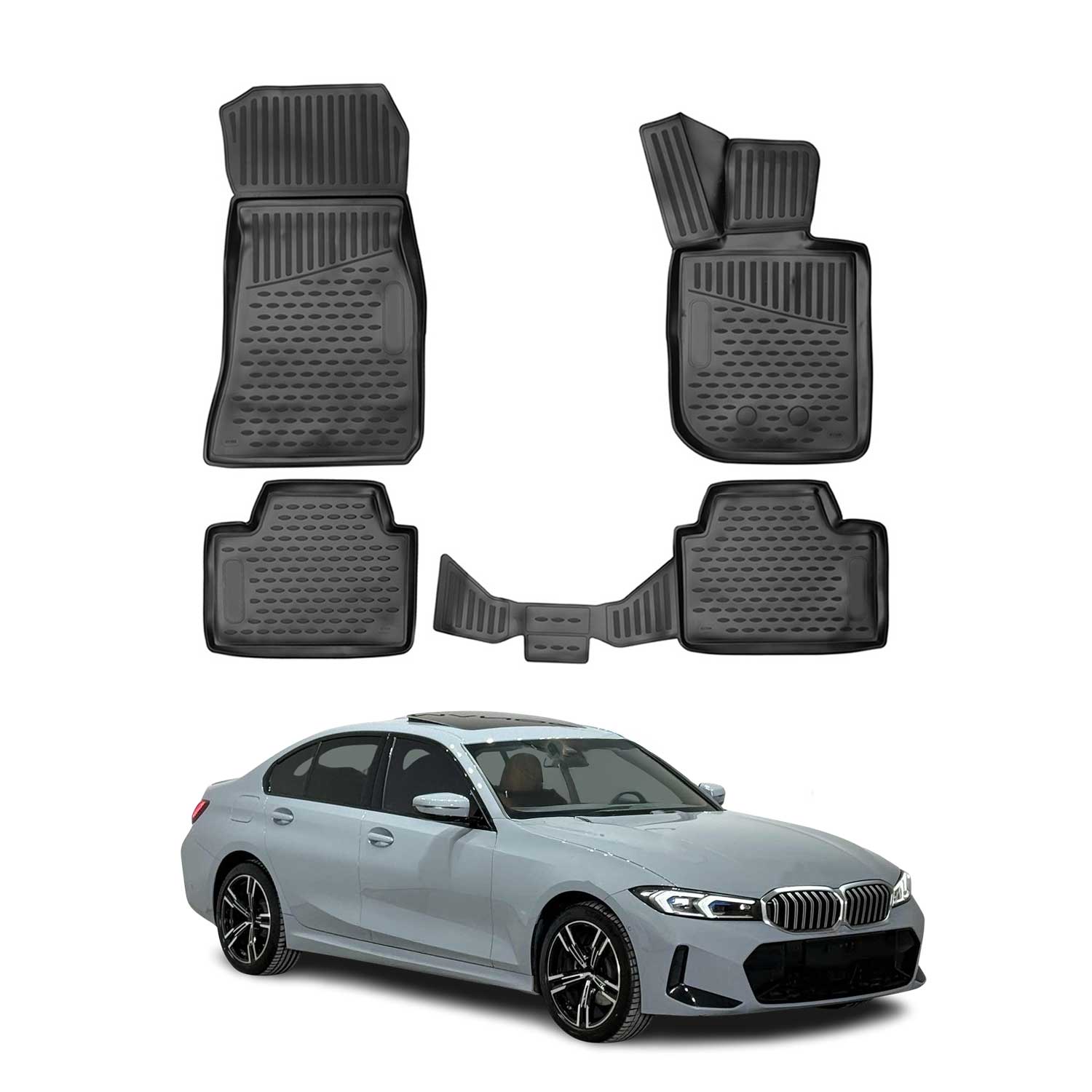 OMAC Alfombrillas De Coche para BMW Serie 3 G20 G21 2019-2025 4x Goma TPE Negro