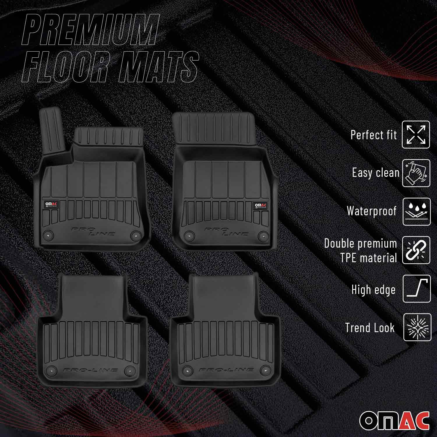 OMAC Premium Alfombrillas De Coche para VW Touareg 2017-2024 Negro TPE Goma 4Pza