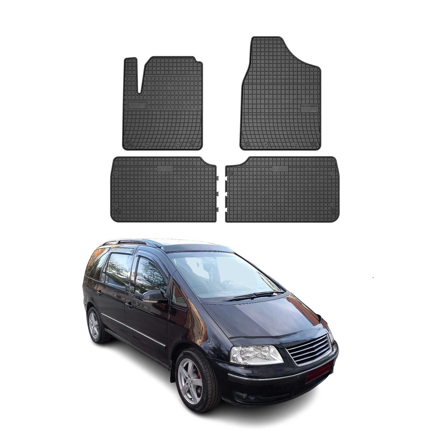 OMAC Alfombrillas De Coche para VW Sharan 1995-2010 Negro Goma 4Pza