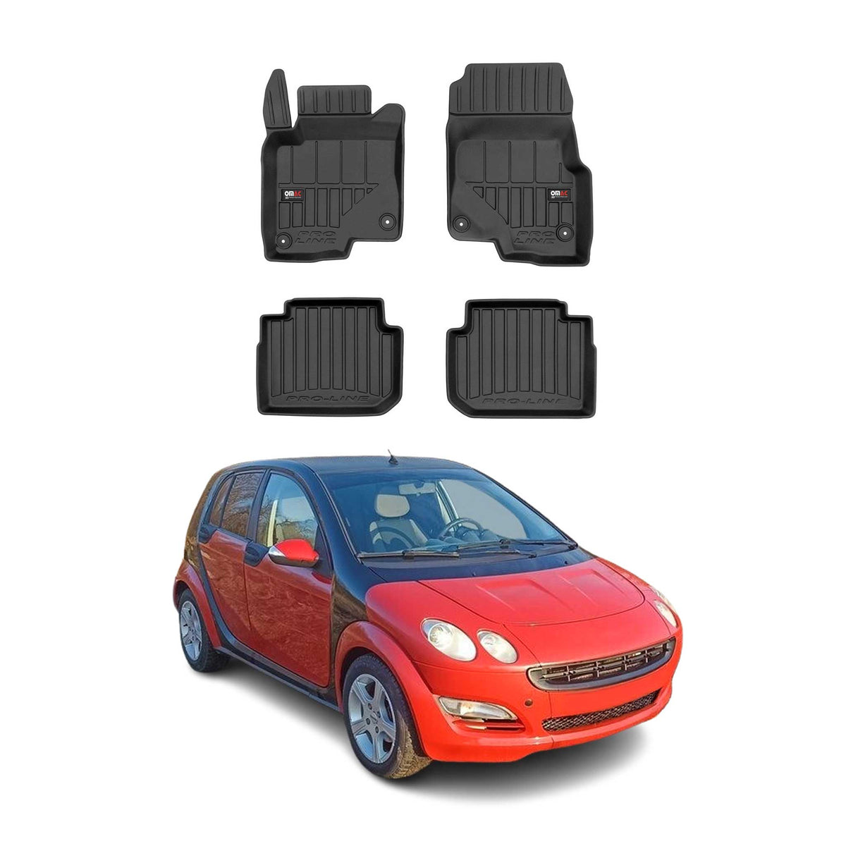 OMAC Premium Alfombrillas De Coche para Smart Forfour 2004-2006 TPE Goma 4x