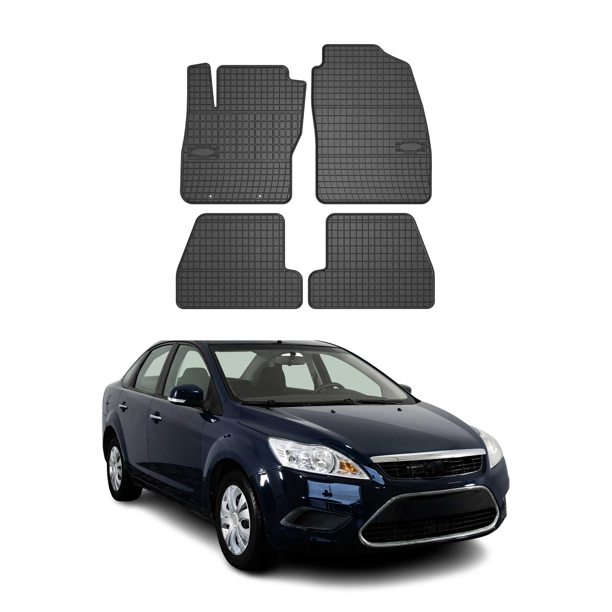 OMAC Alfombrillas De Coche para Ford Focus mk2 alle 2004-2013 Negro Goma 4Pza