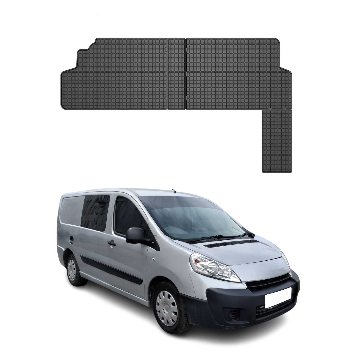 OMAC Alfombrillas De Coche para Peugeot Expert 2006-2016 2.línea Negro TPE 2Pza