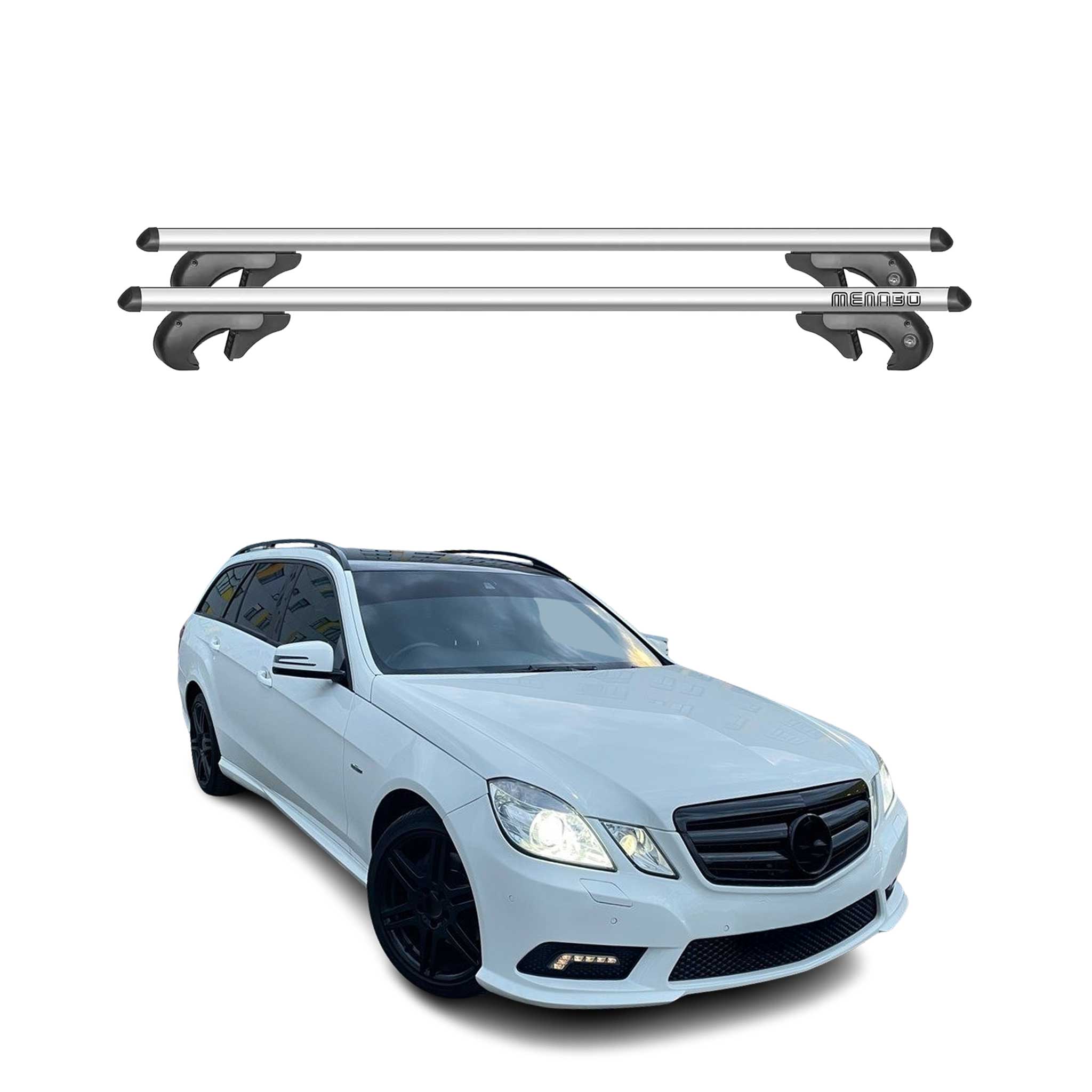 Menabo Barras de Techo Coche Barra para Mercedes E Class S212 2009-2016 Gris Alu