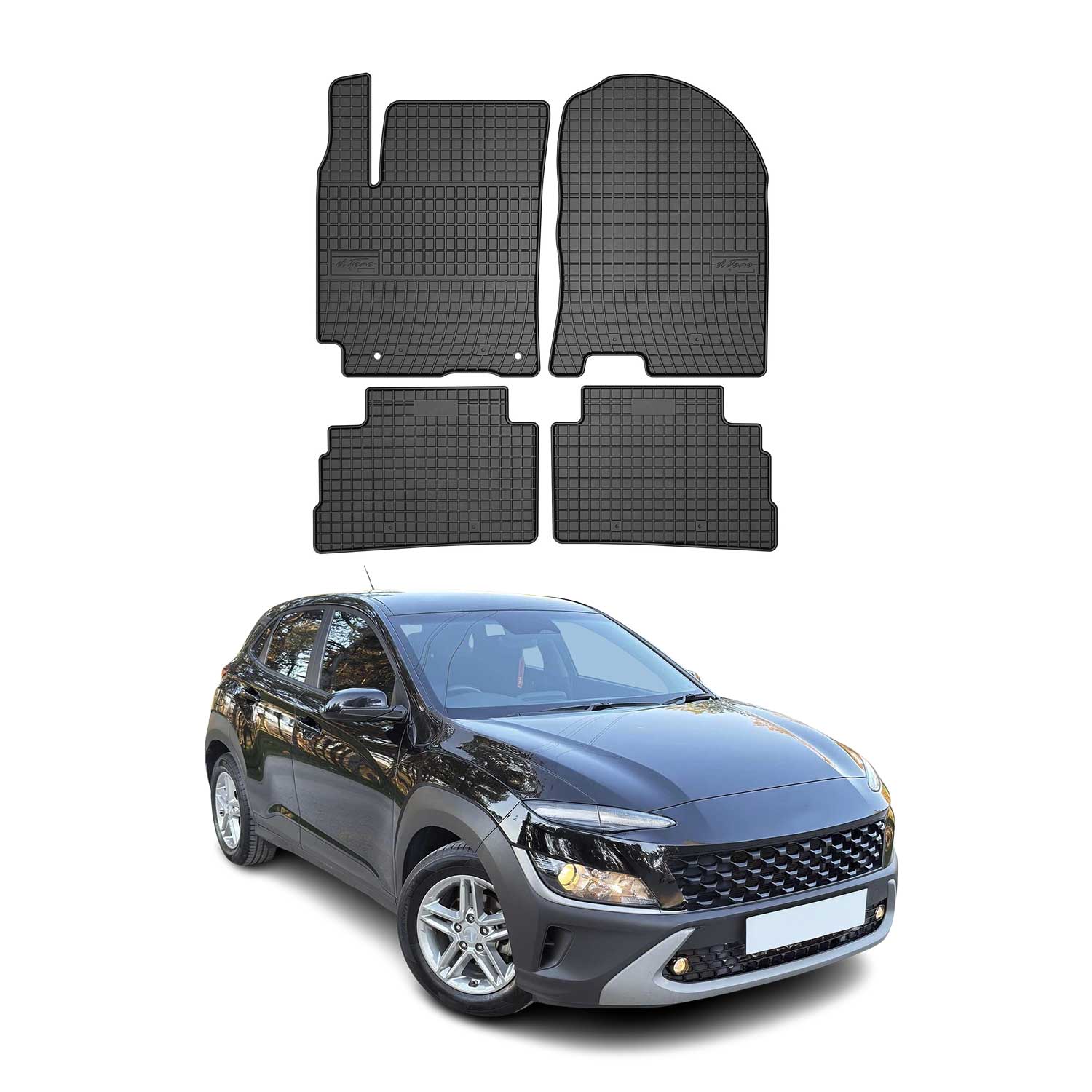 OMAC Alfombrillas De Coche para Hyundai Kona 2017-2025 Negro Goma 4Pza