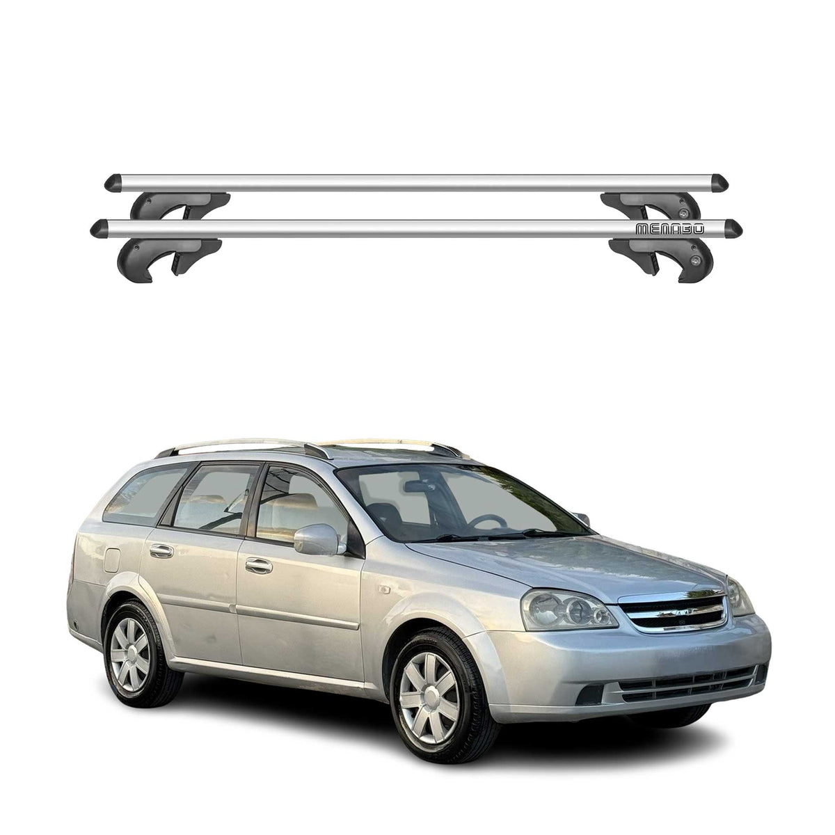 Menabo Barras de Techo Baca para Chevrolet Lacetti Kombi 2002-2011 Gris Alu 2Pza