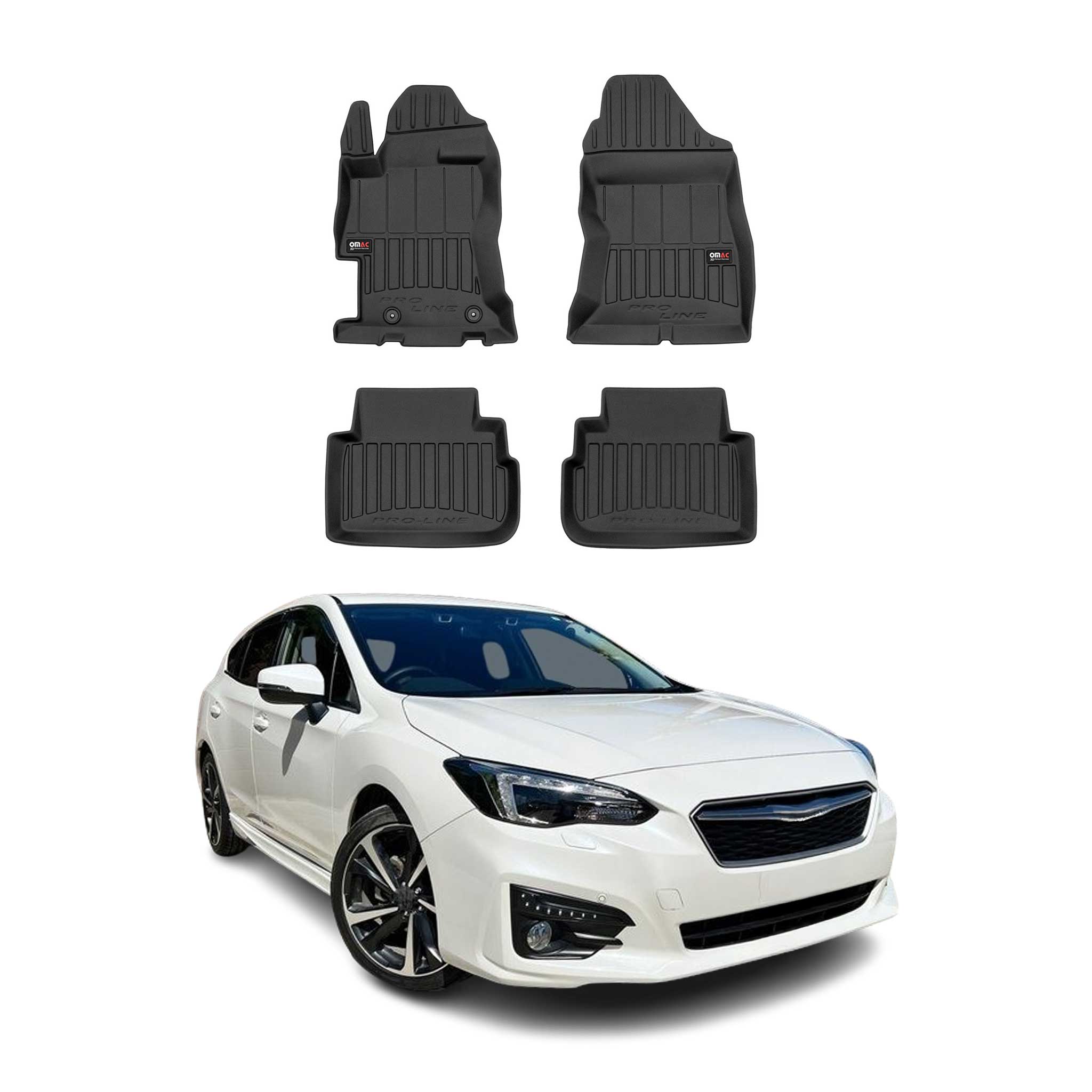 OMAC Premium Alfombrillas De Coche para Subaru Impreza 2016-2023 TPE Goma 4x