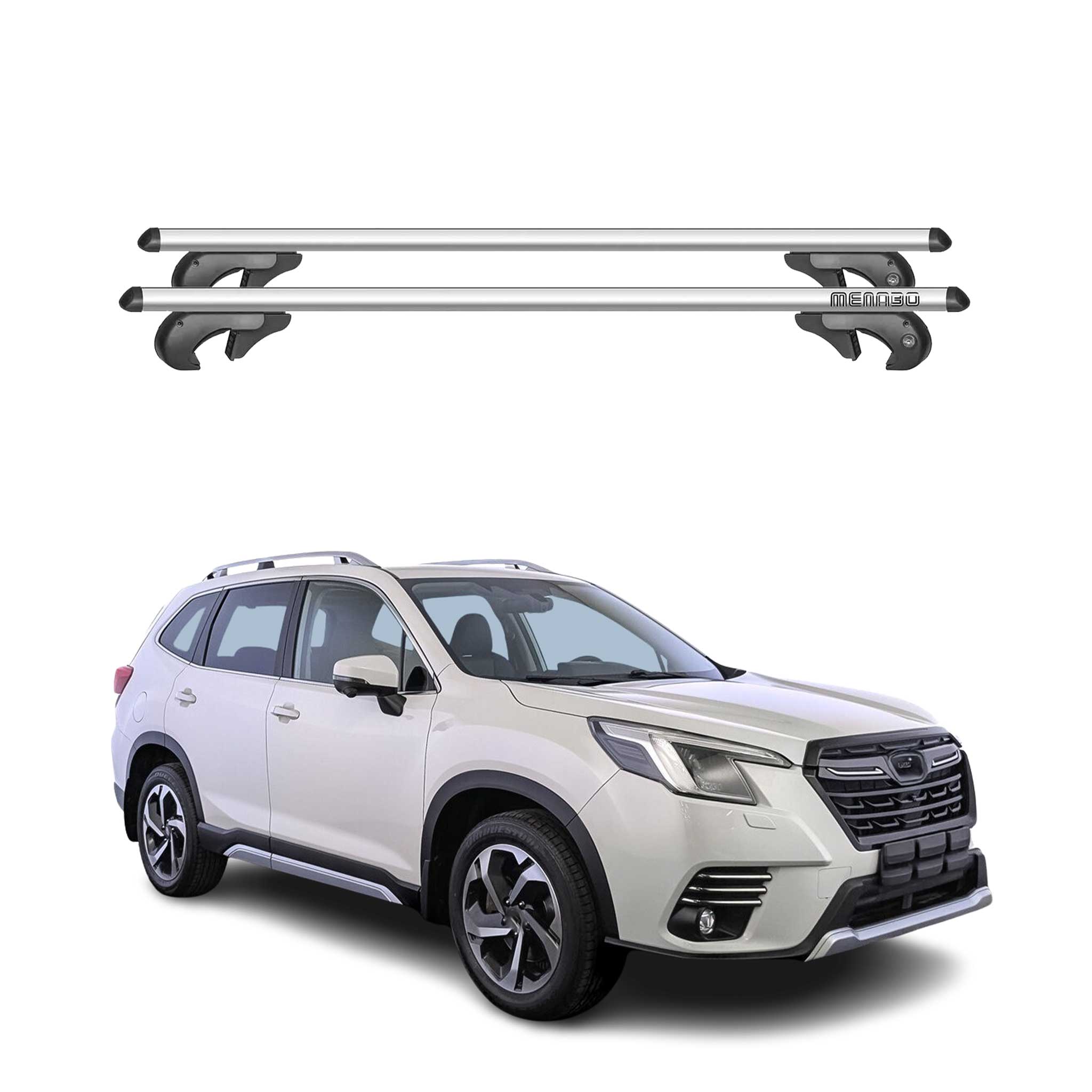 Menabo Barras de Techo Baca para Subaru Forester 2019-2025 Gris Aluminio 2Pza