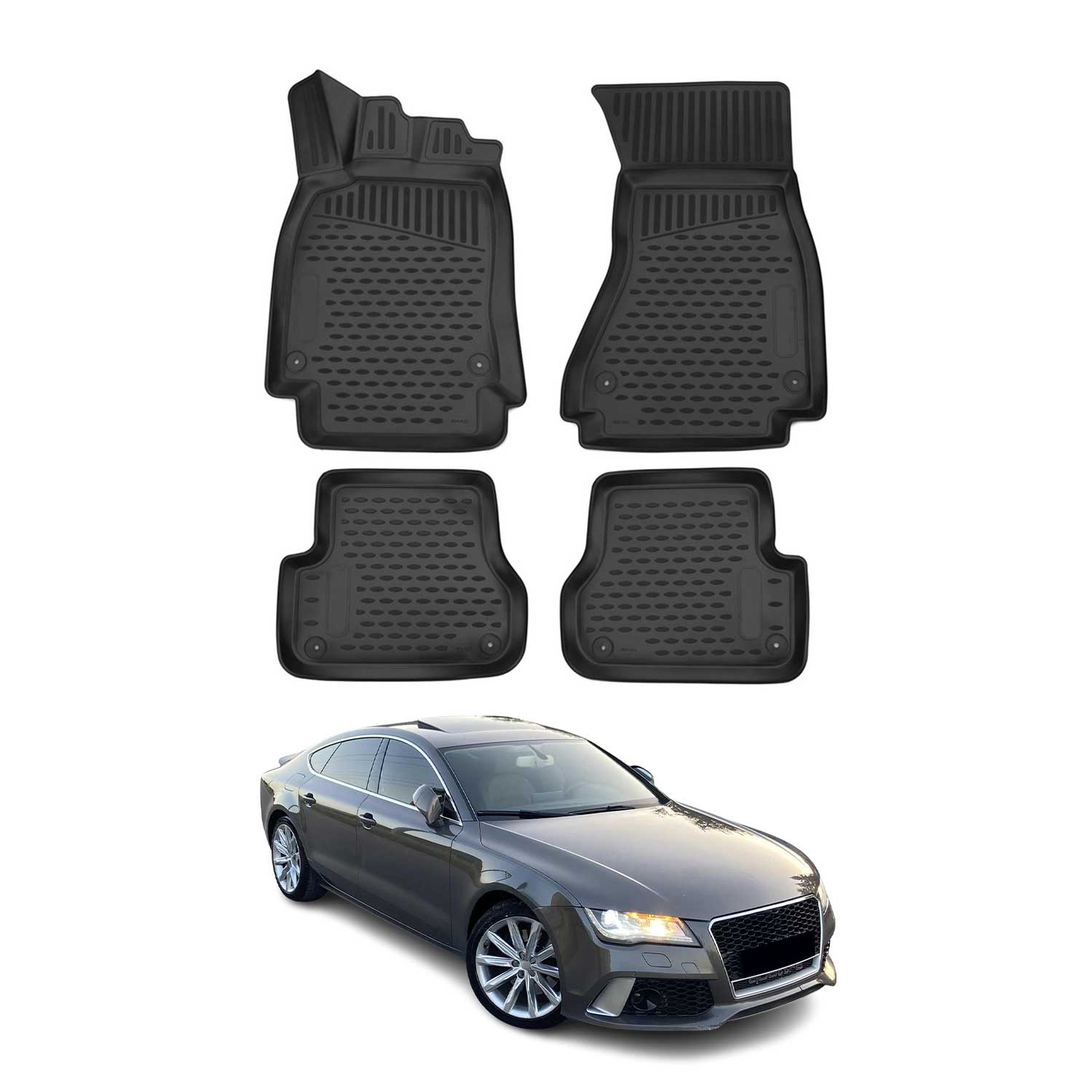 OMAC Alfombrillas De Coche para Audi A7 Sportback 2010-2017 Negro Goma TPE 4Pza