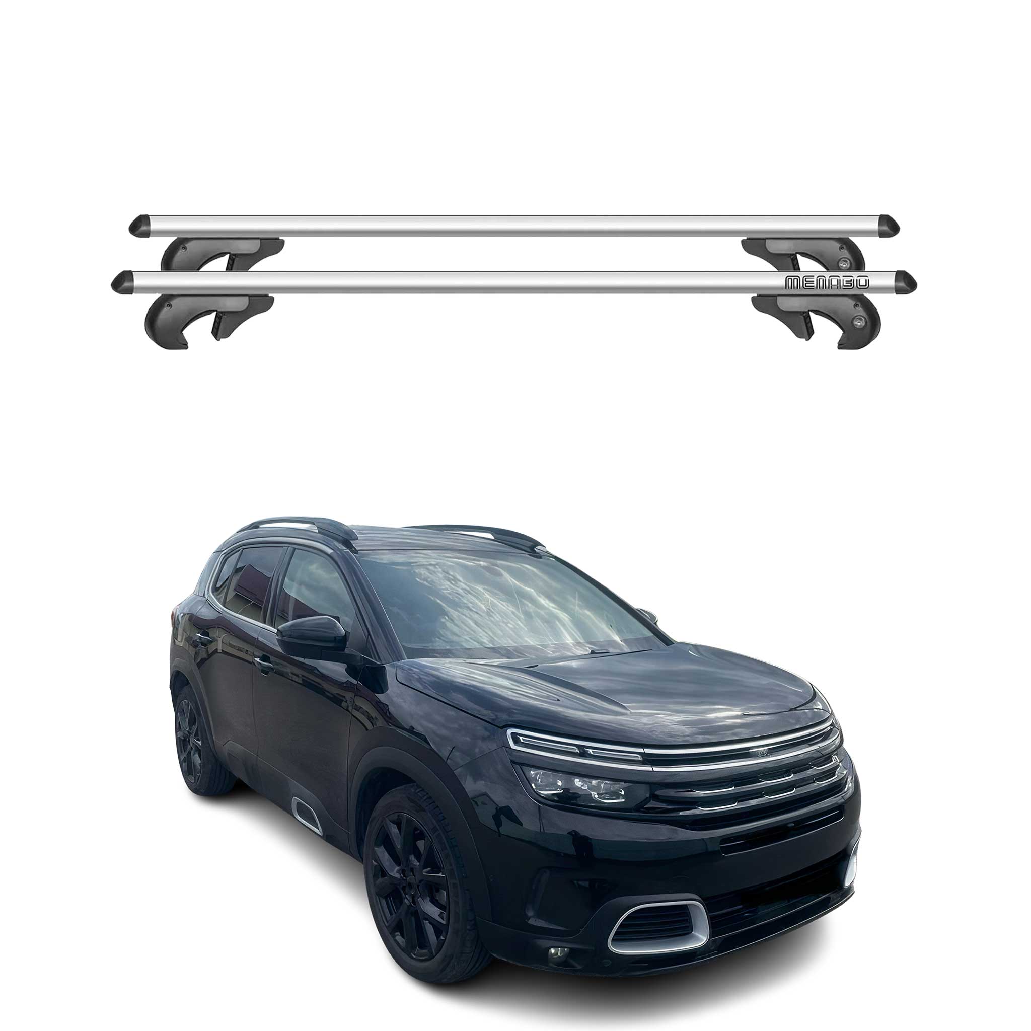 Menabo Barras de Techo Coche Barra para Citroen C5 Aircross 2017-2025 Gris Alu