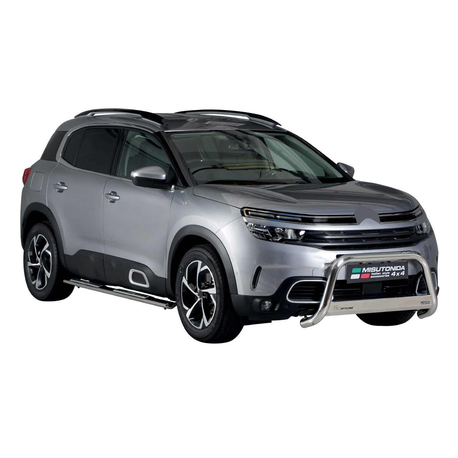 Par de Estribos Barras Laterales para Citroen C5 Aircross 2018-2022 Plata Acero