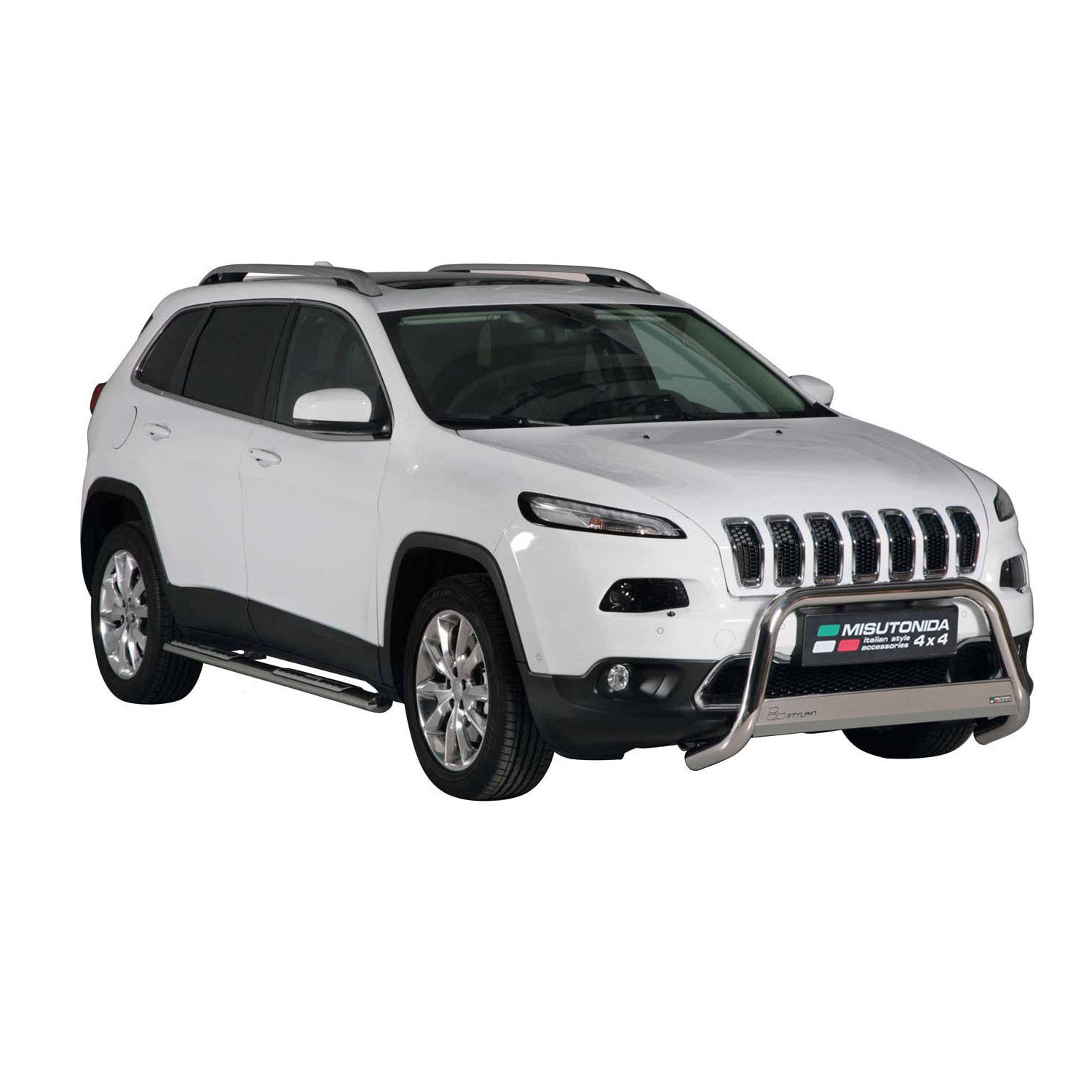 Par de Estribos Barras Laterales para Jeep Cherokee 2013-2018 Plata Acero 2x