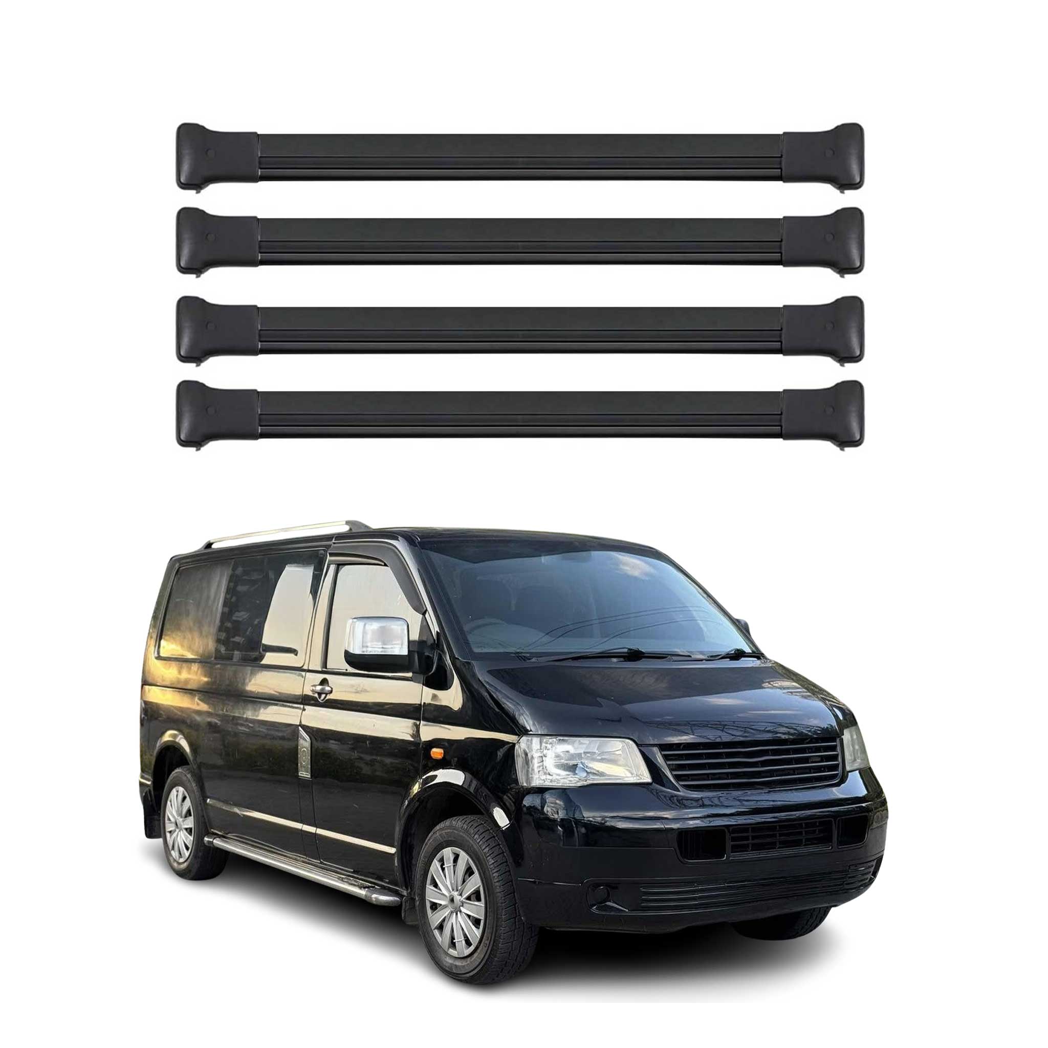 Barras de Techo Coche para VW Transporter T5 2003-2015 Negro Alu 4Pza