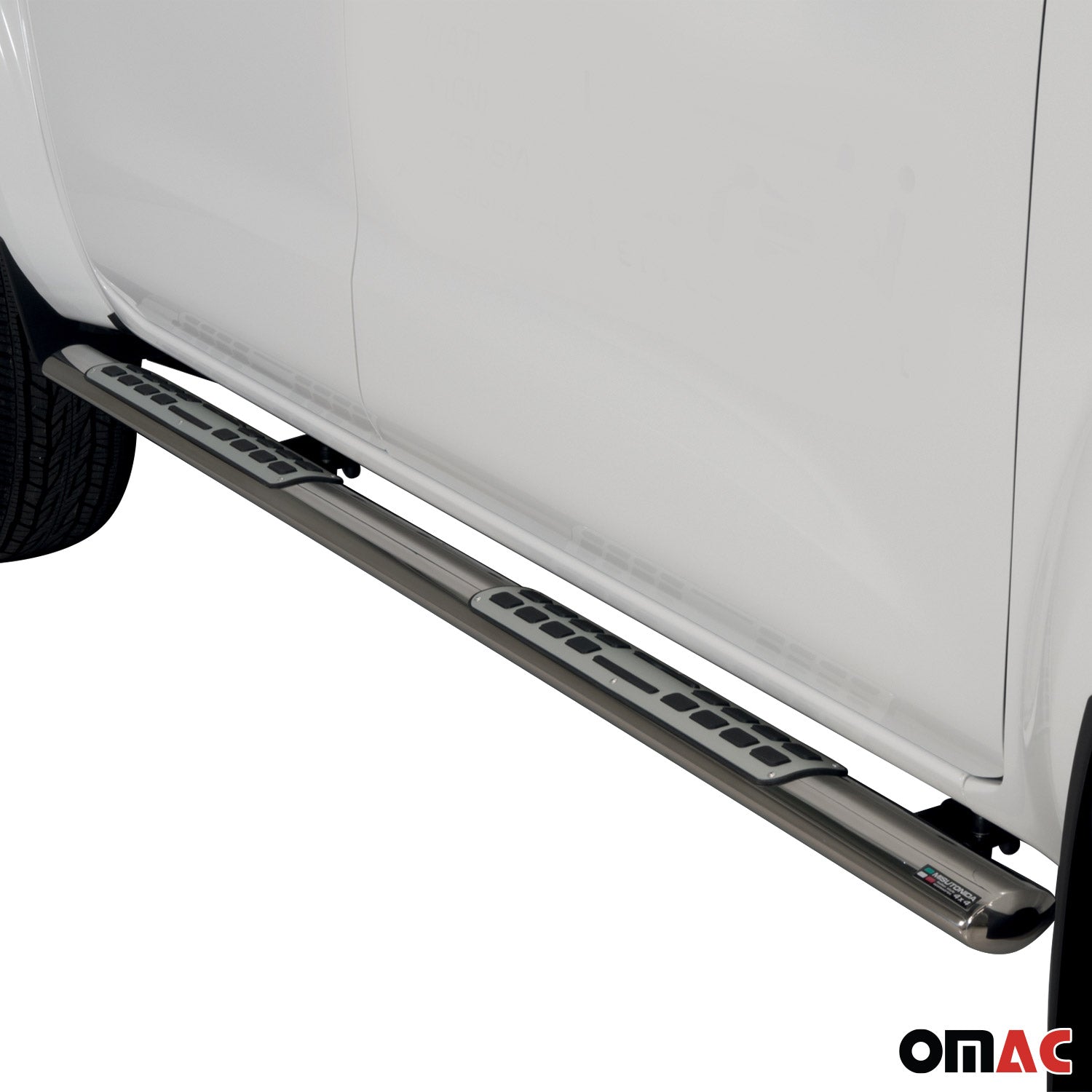 Par de Estribos Barras Laterales para Renault Alaskan 2017-2021 Plata Acero 2x