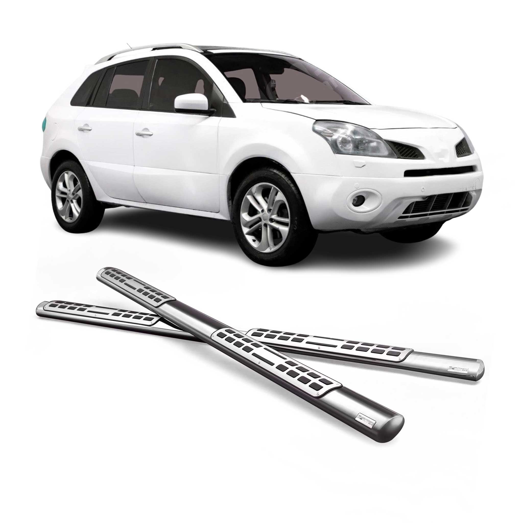 Par de Estribos Barras Laterales para Renault Koleos 2008-2011 Plata Acero 2x