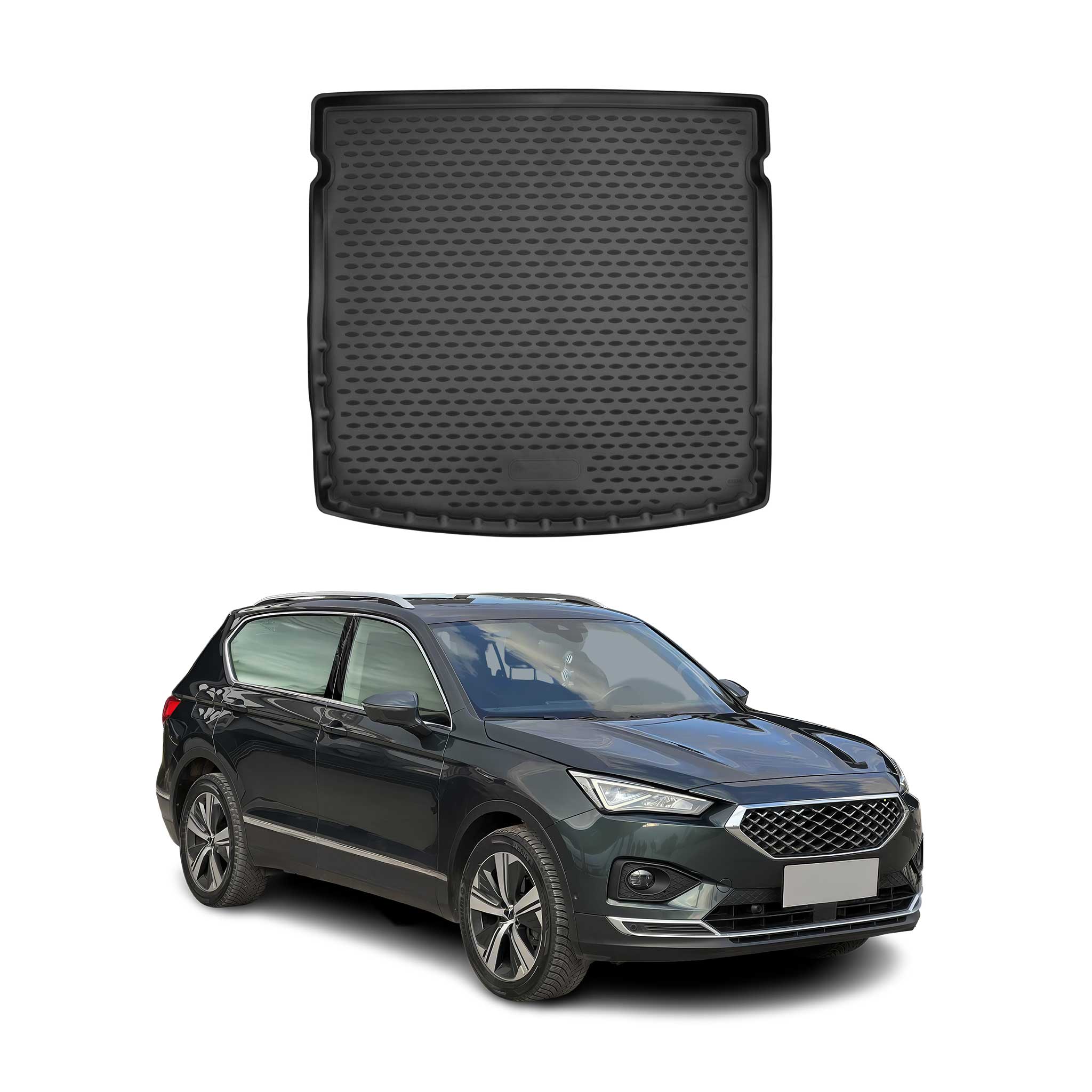 OMAC Bandeja Maletero Alfombrilla para Seat Tarraco 2018-2024 Negro Goma TPE
