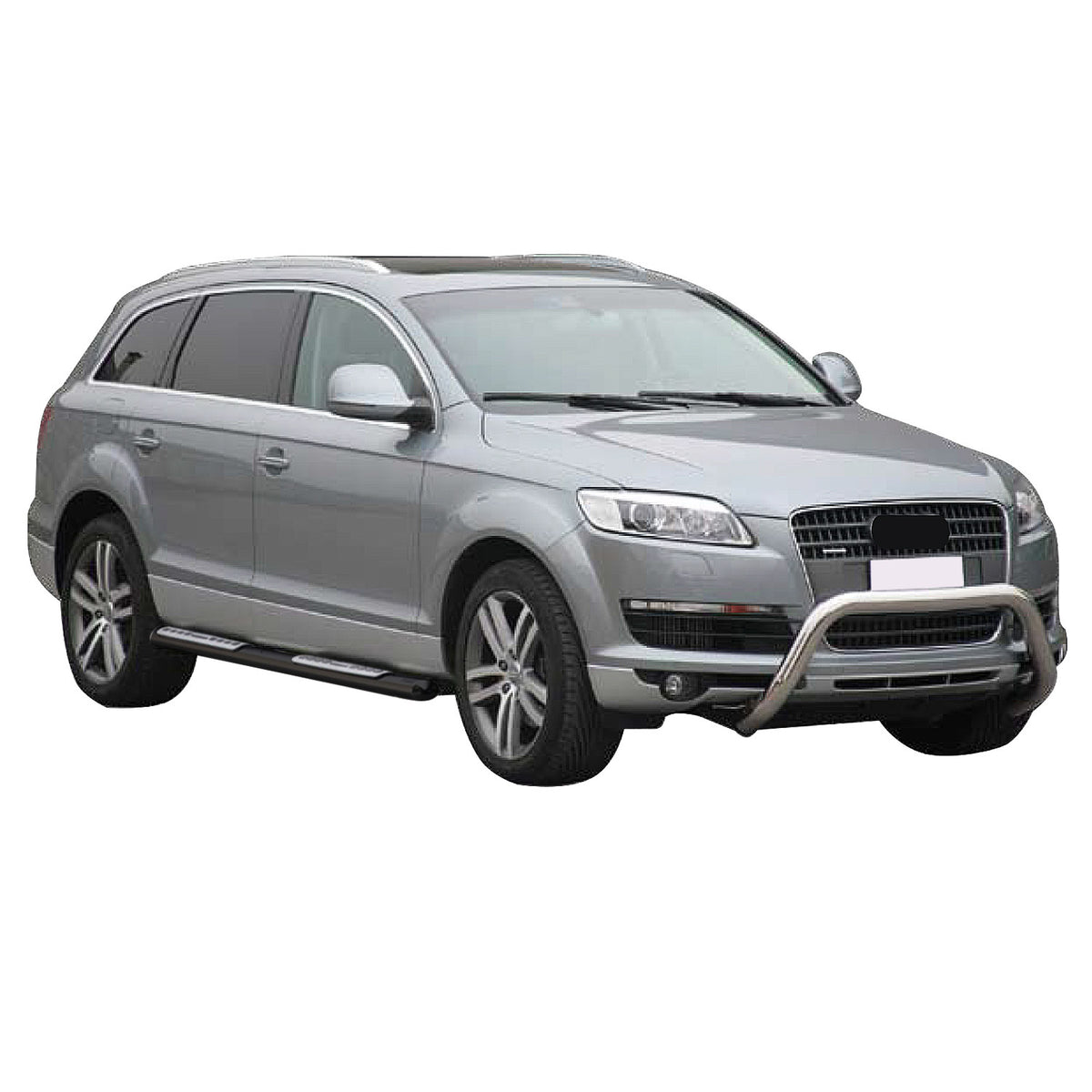 Par de Estribos Barras Laterales para Audi Q7 2006-2015 Negro Brillante Acero 2x