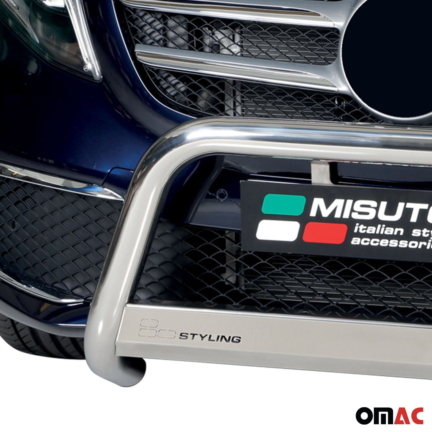 Bull Barra Frontal para Mercedes V Class 2020-2025 Plata Brillante Acero 1Pza