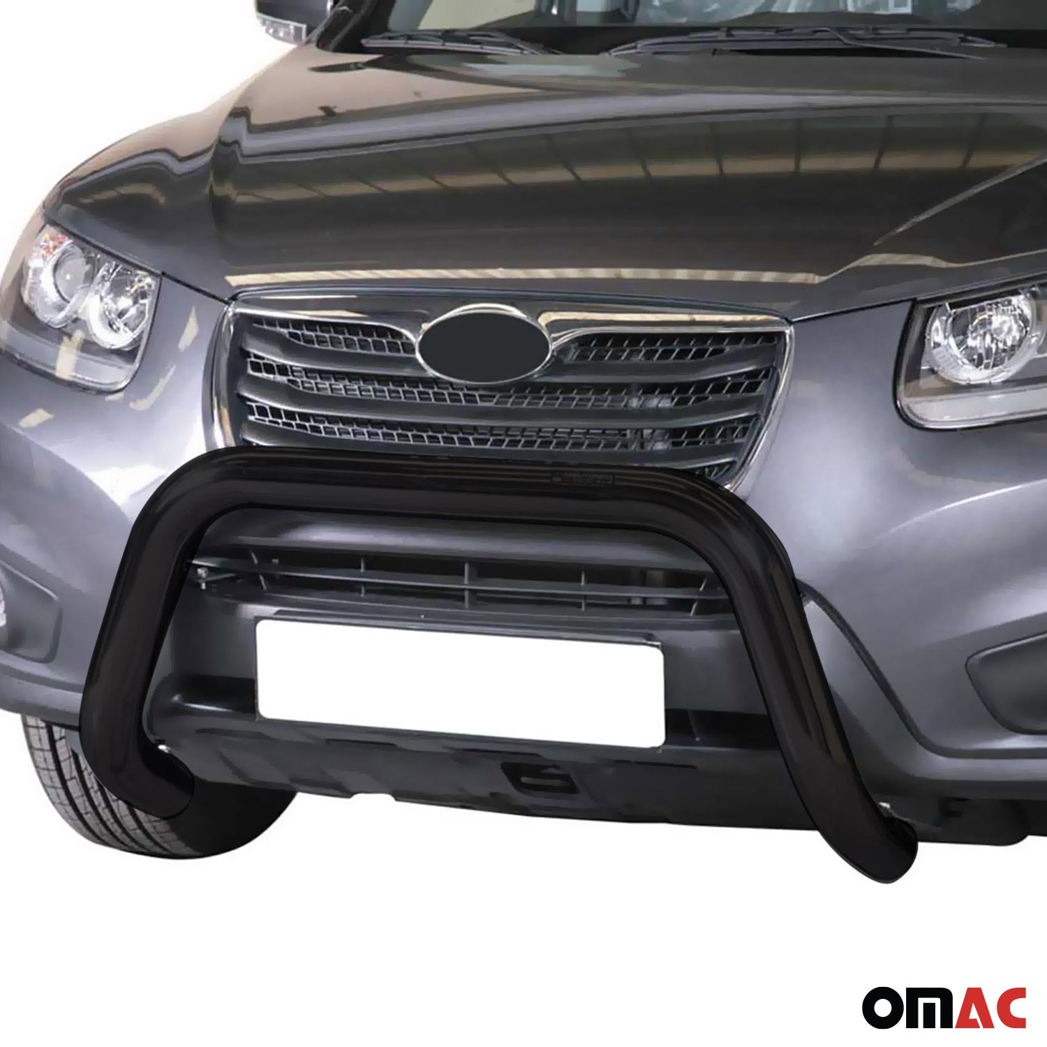 Bull Barra Frontal para Hyundai Santa Fe 2009-2012 Negro Brillante Acero 1Pza