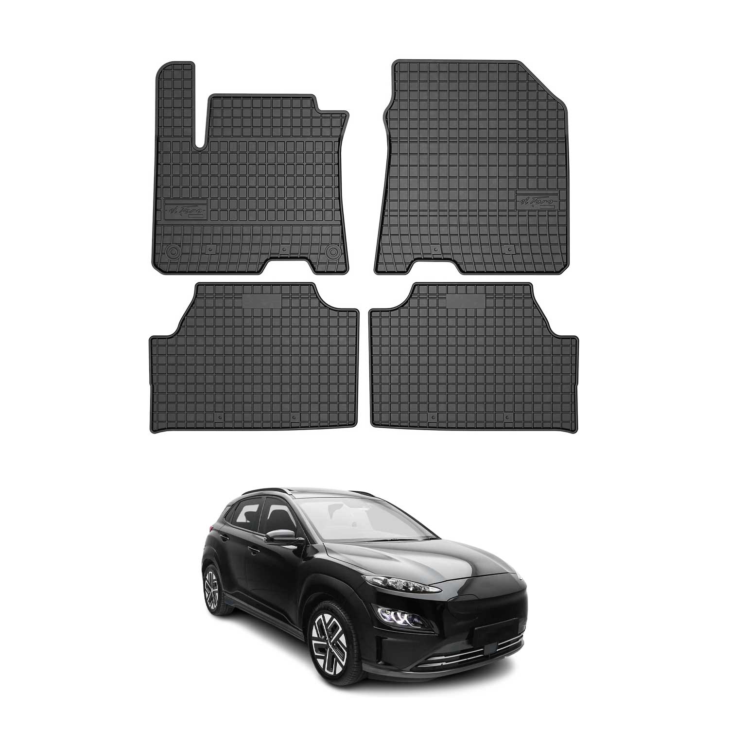 OMAC Alfombrillas De Coche para Hyundai Kona Electric 2018-2023 Negro Goma 4Pza