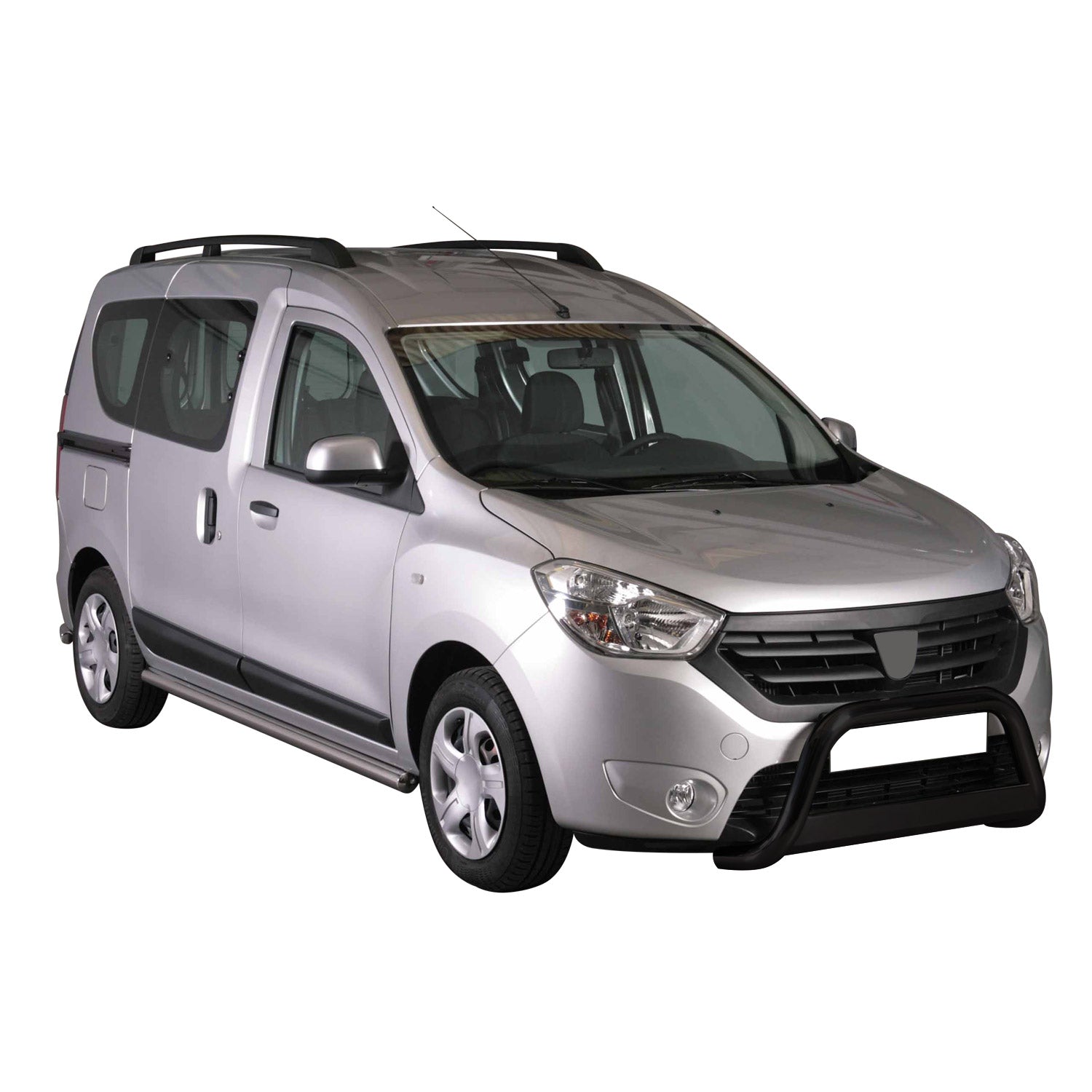 Bull Barra Frontal para Dacia Dokker 2012-2017 Negro Brillante Acero 1Pza