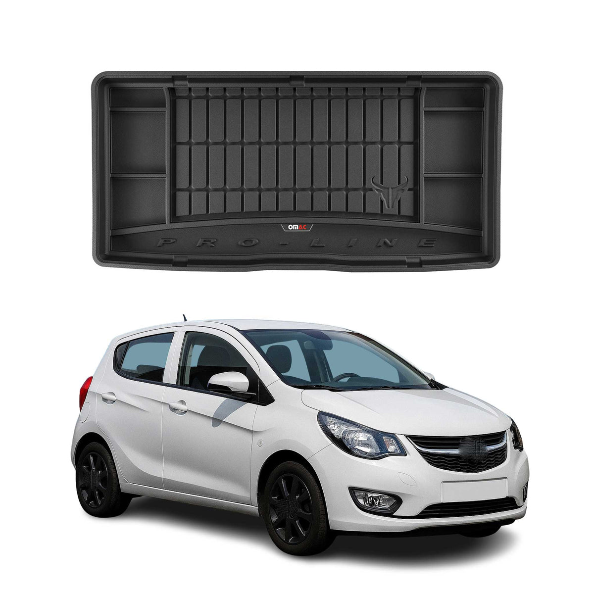 OMAC Premium Bandeja Maletero Alfombrilla para Opel Karl 2015-2019 Negro TPE